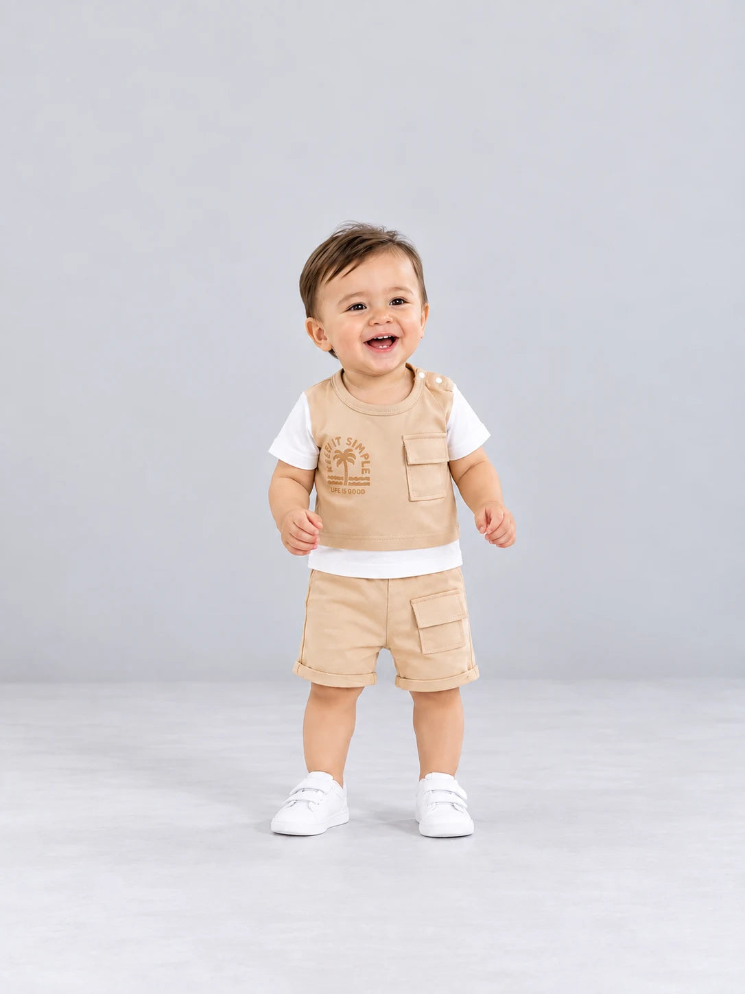 Hap & Hope Cotton Half Sleeve Round Neck T-Shirt & Shorts Set For Baby Boys