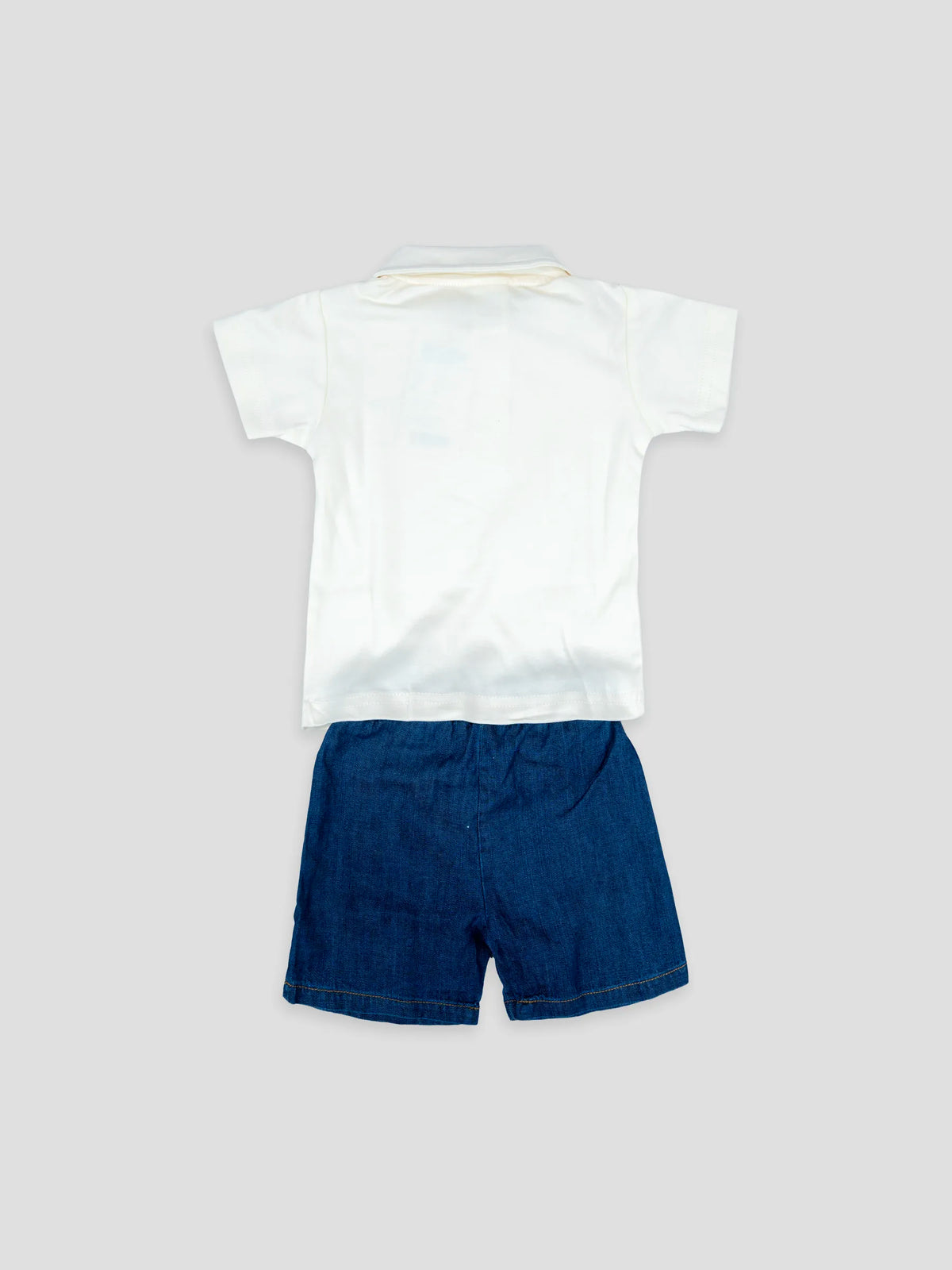 Hap & Hope  Cotton Polo T-Shirt & Denim Shorts For Baby Boys