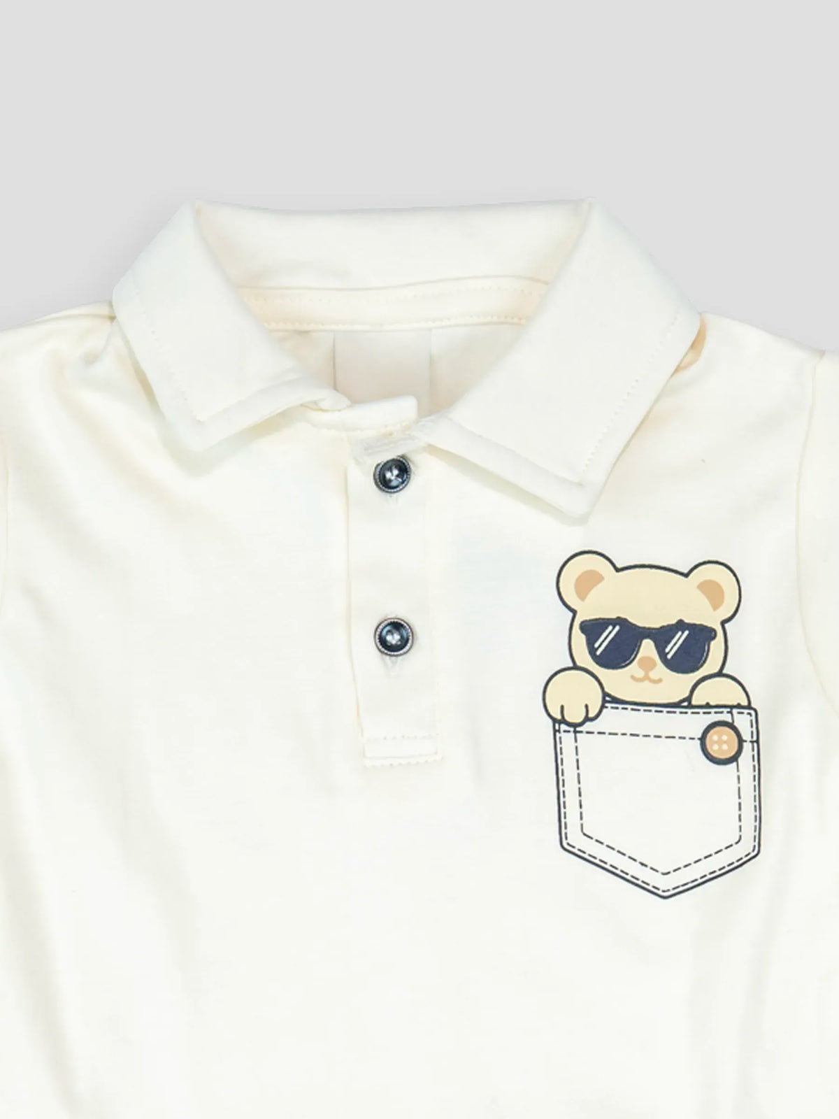 Hap & Hope  Cotton Polo T-Shirt & Denim Shorts For Baby Boys