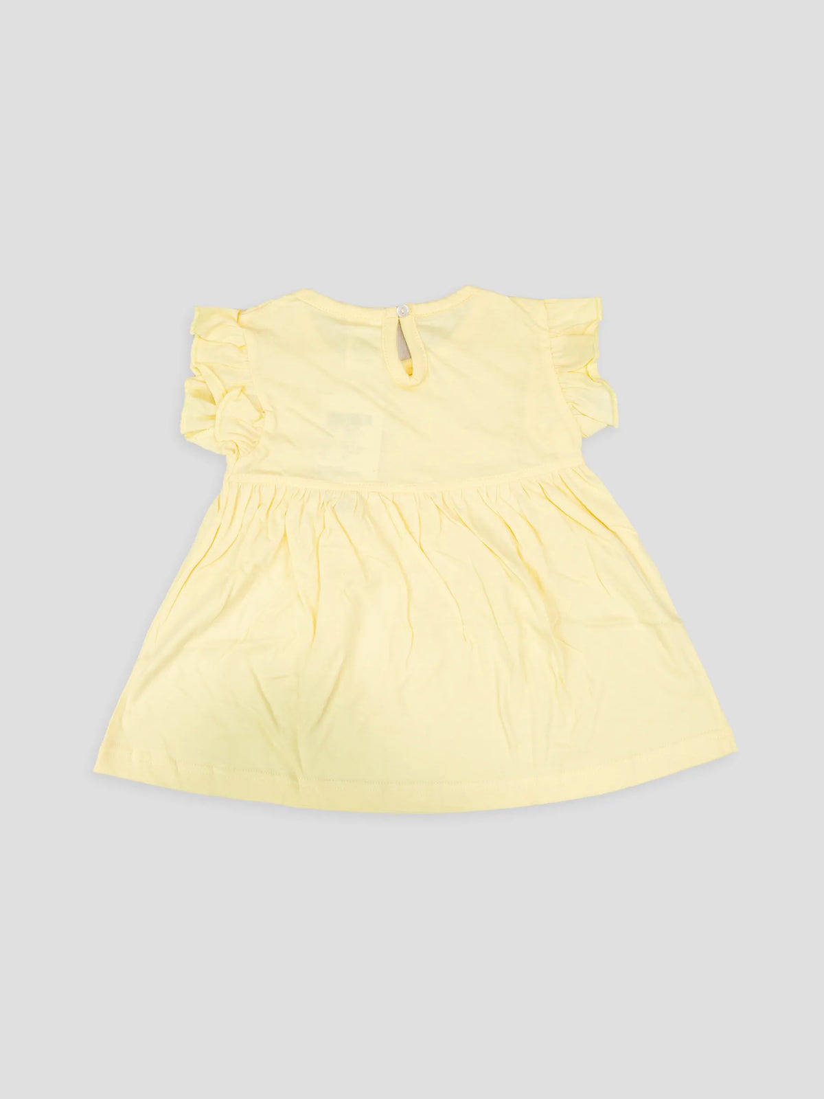 Hap & Hope  Cotton Ruffle Sleeve Bow Frock For Baby Girls