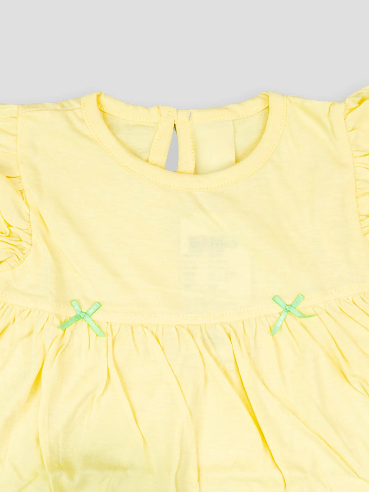 Hap & Hope  Cotton Ruffle Sleeve Bow Frock For Baby Girls