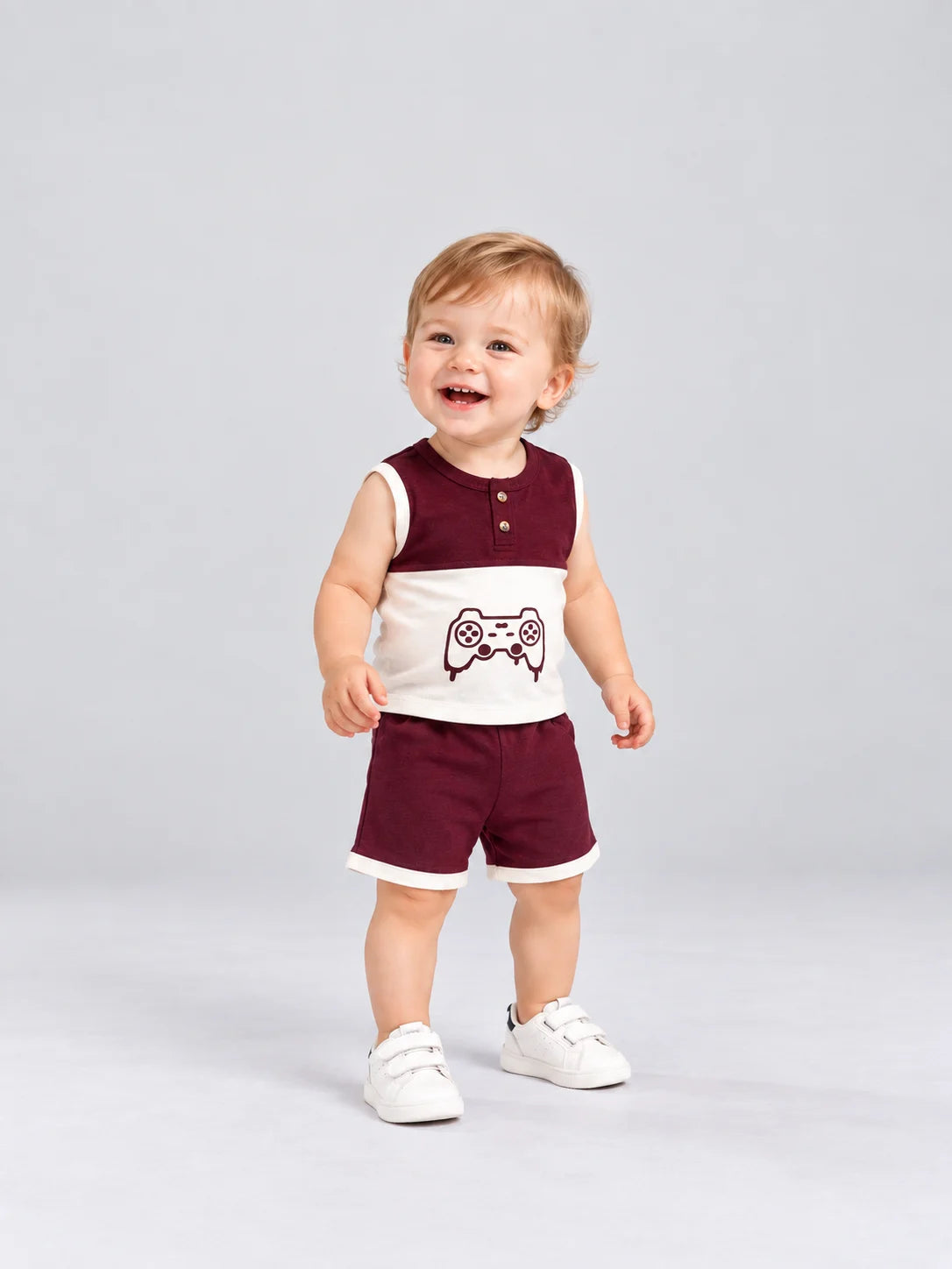 Hap & Hope Cotton Sleeveless  Print T-Shirt & Shorts For Baby Boys