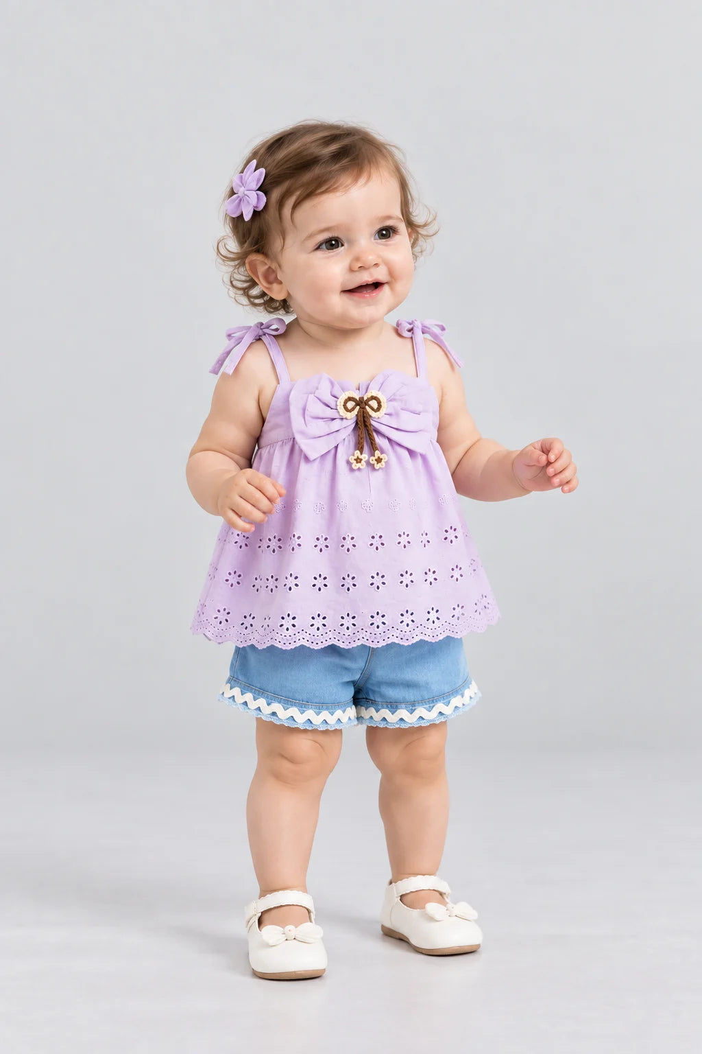 Hap & Hope  Cotton Sleeveless Top & Shorts For Baby Girls
