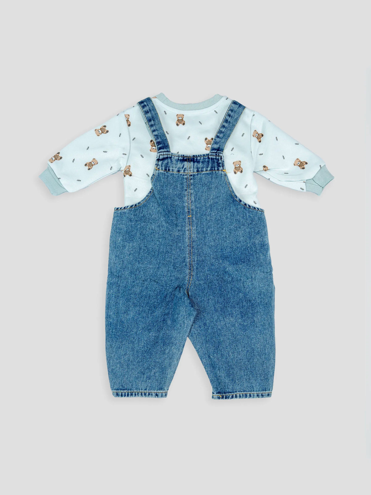 Hap & Hope  Denim Baba Suit Set with Full Sleeve Top For Boys