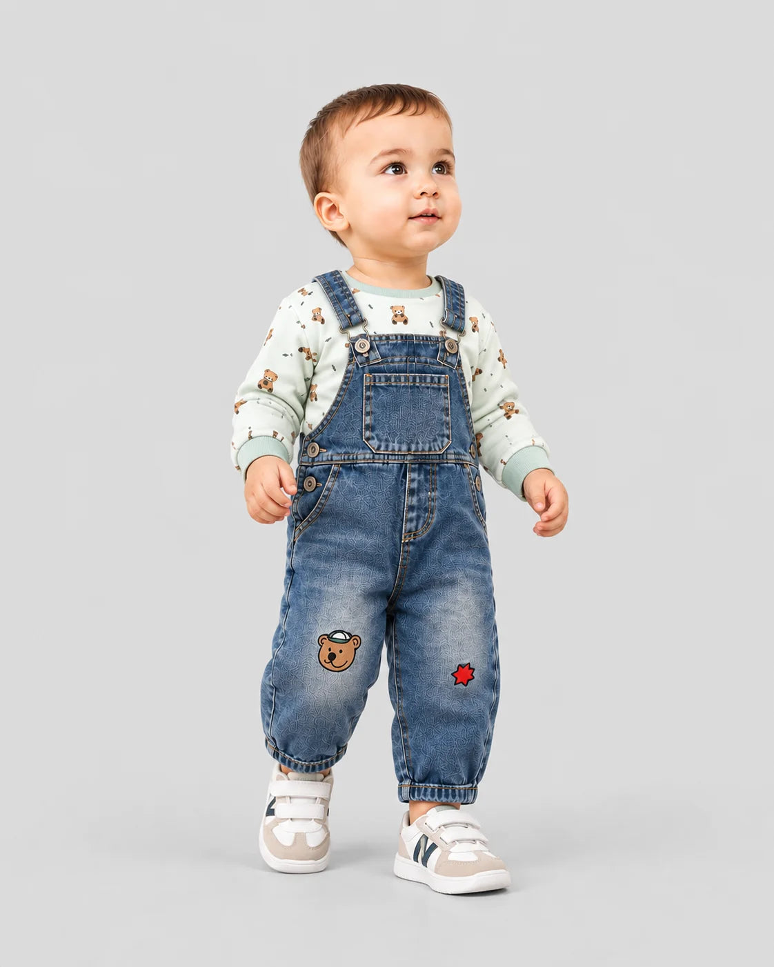 Hap & Hope  Denim Baba Suit Set with Full Sleeve Top For Boys