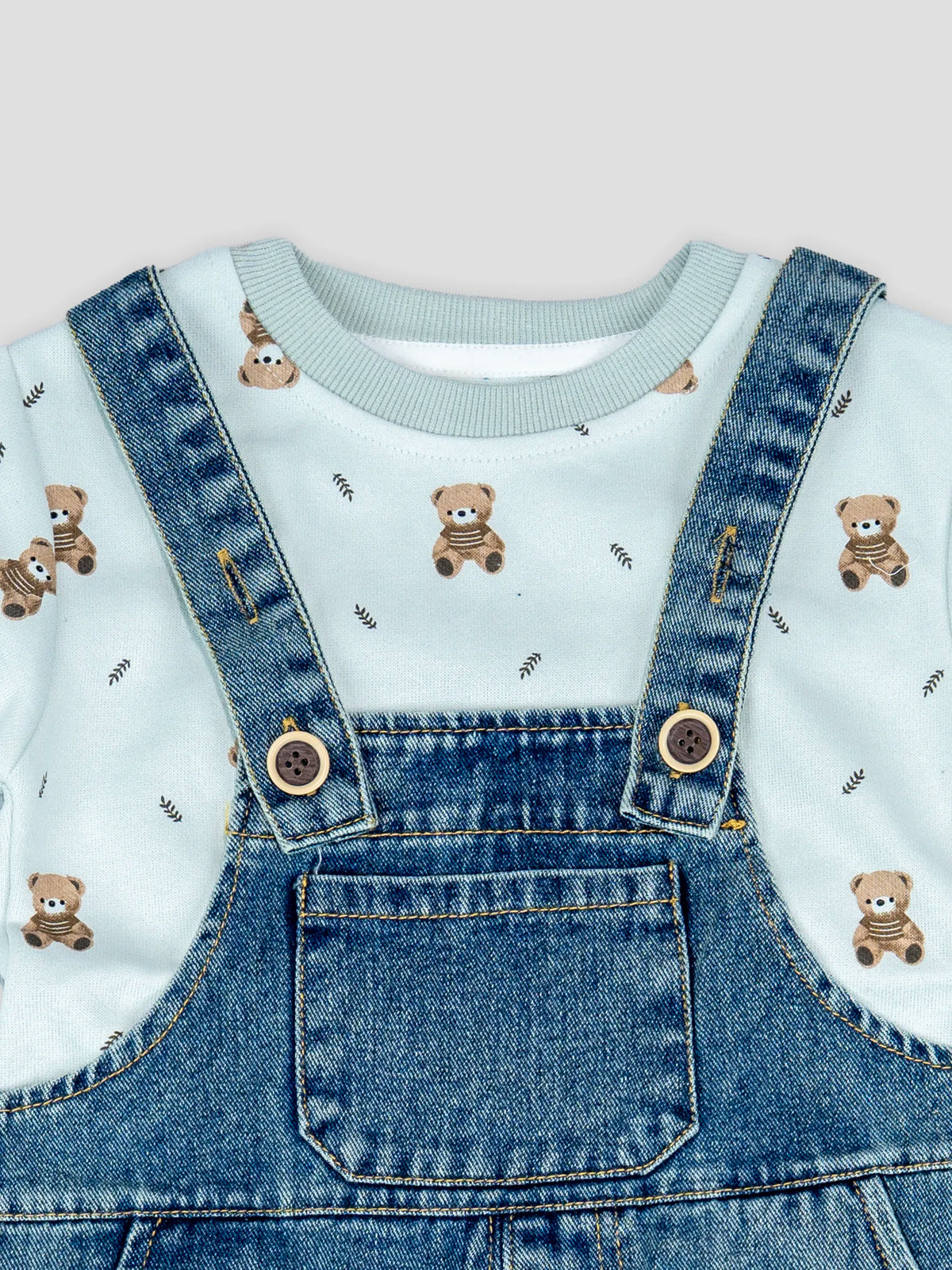 Hap & Hope  Denim Baba Suit Set with Full Sleeve Top For Boys