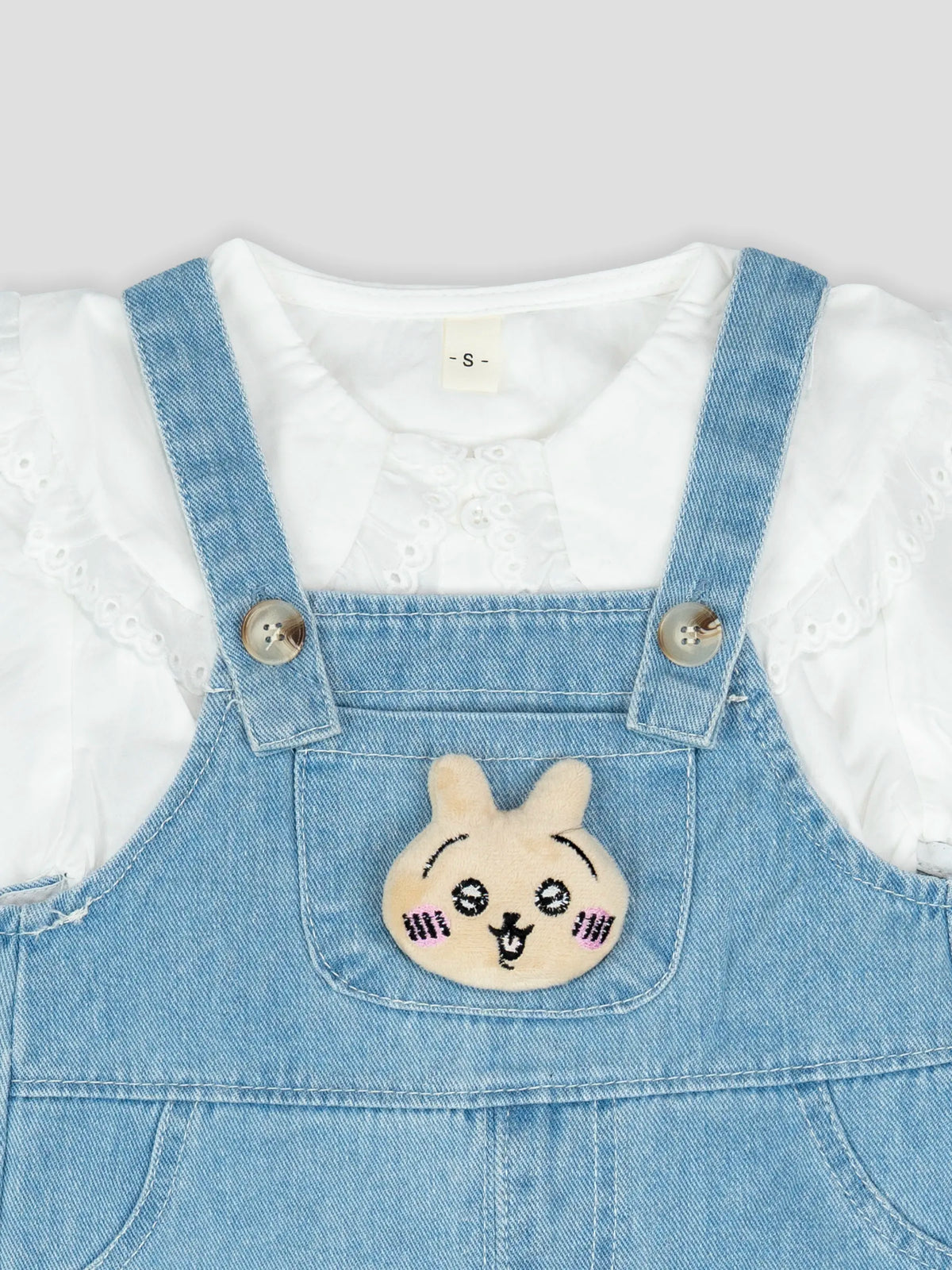 Hap & Hope  Denim  Baba Suit with Full Sleeve Top For Girls