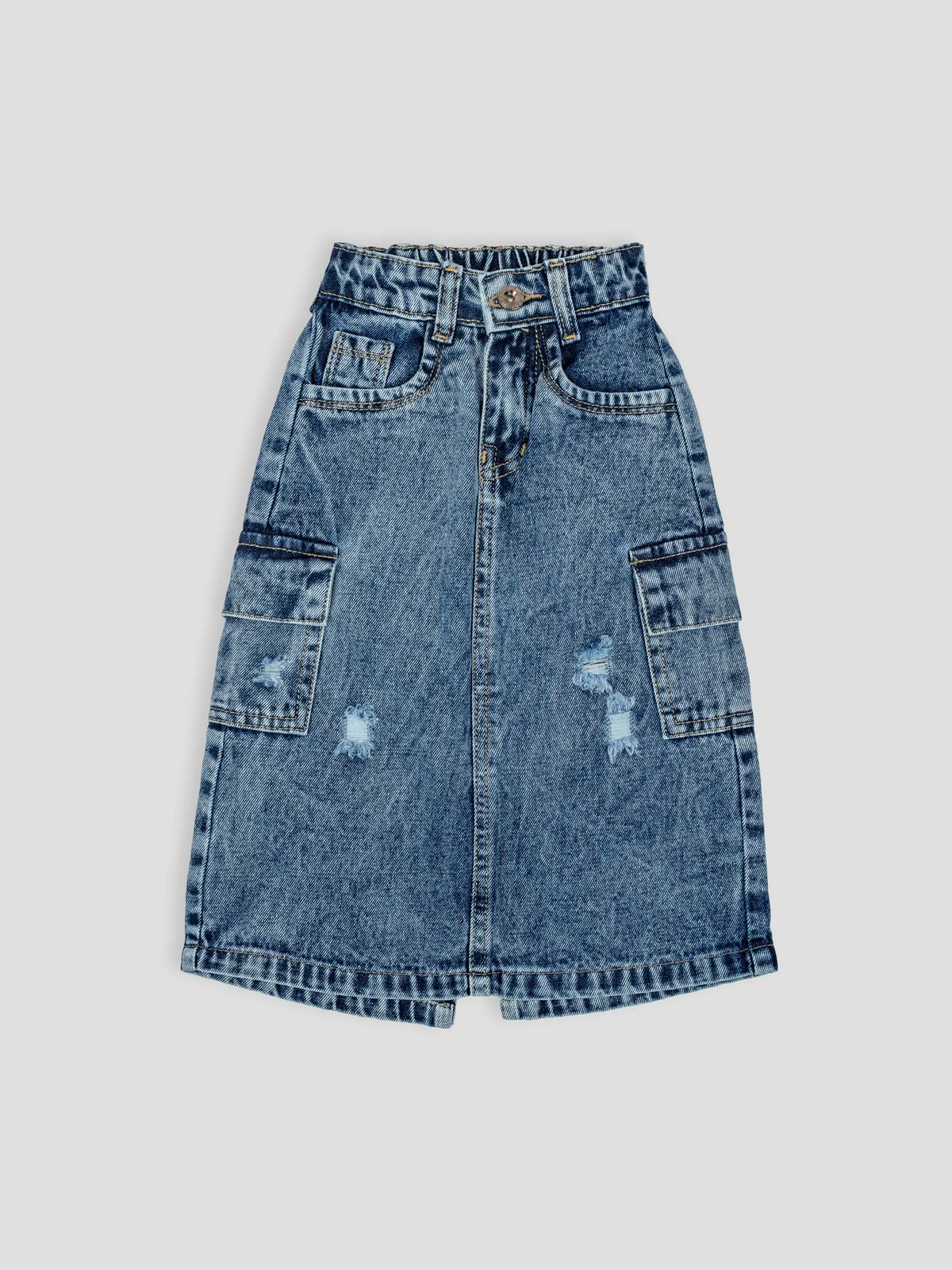 Hap & Hope  Denim Cargo Skirt with Pocket Detailing  For Girls