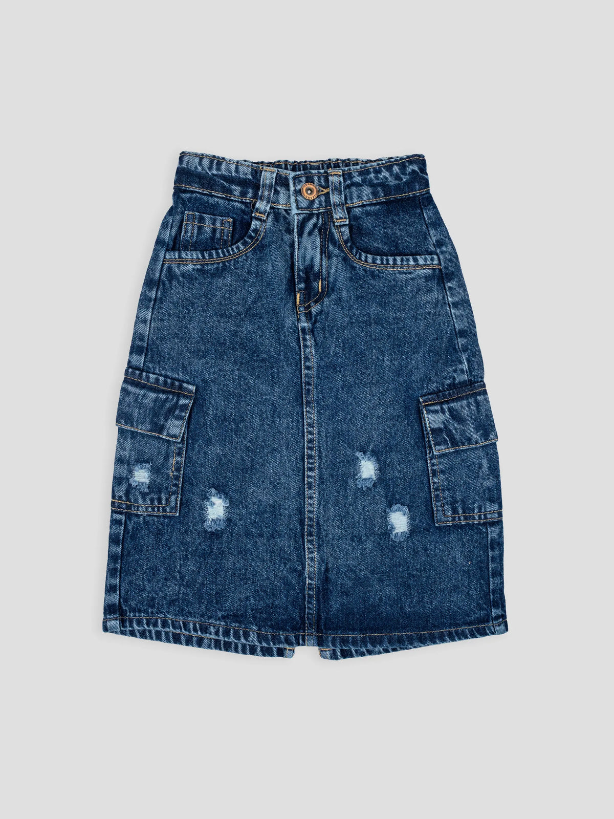 Hap & Hope  Denim Cargo Skirt with Pocket Detailing  For Girls