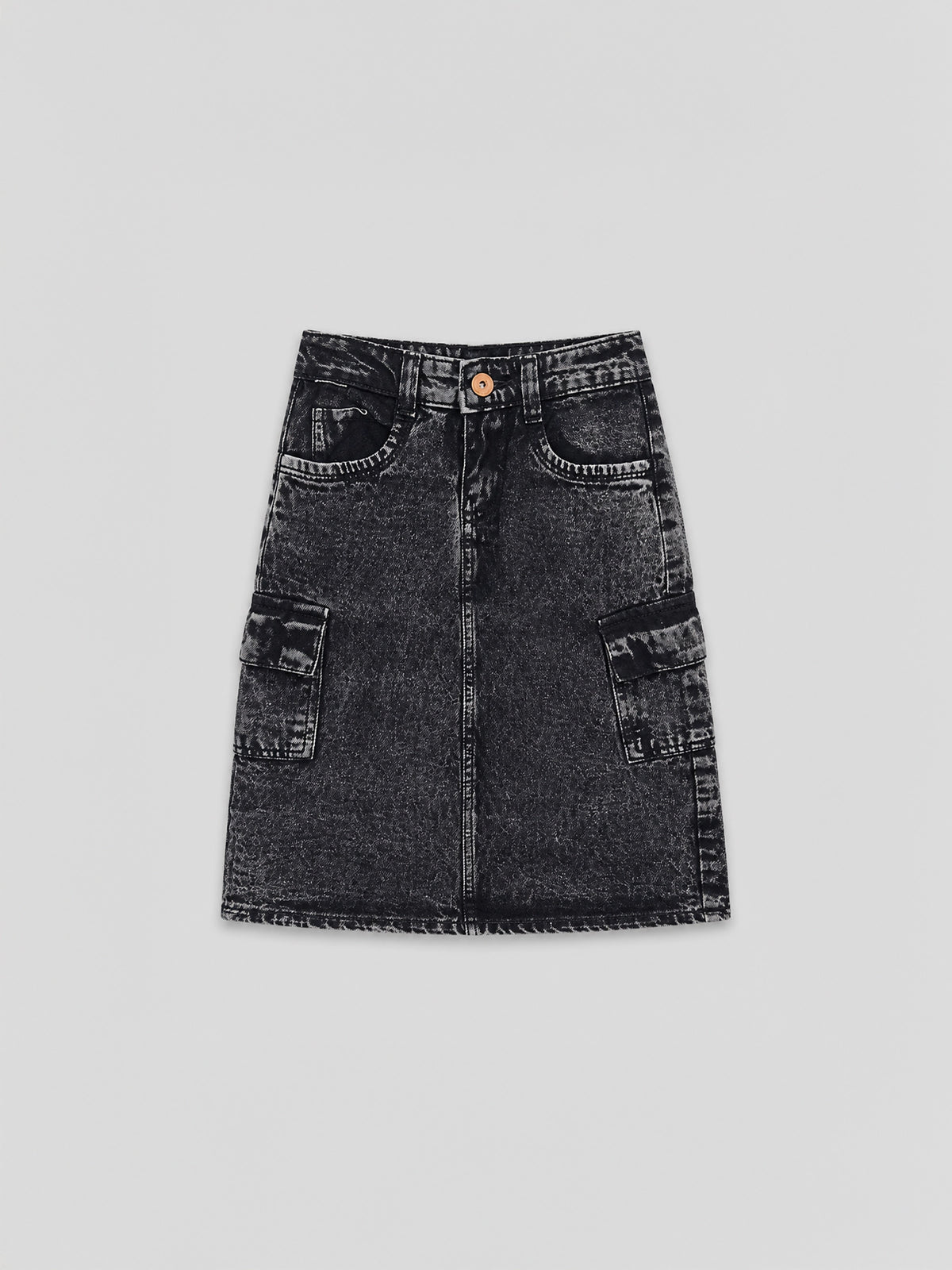 Hap & Hope  Denim Cargo Skirt with Pocket Detailing  For Girls