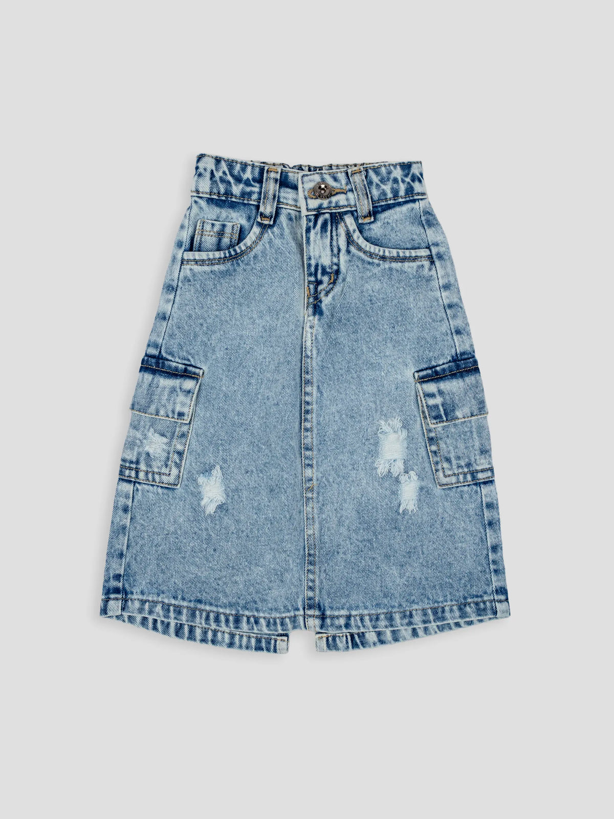 Hap & Hope  Denim Cargo Skirt with Pocket Detailing  For Girls