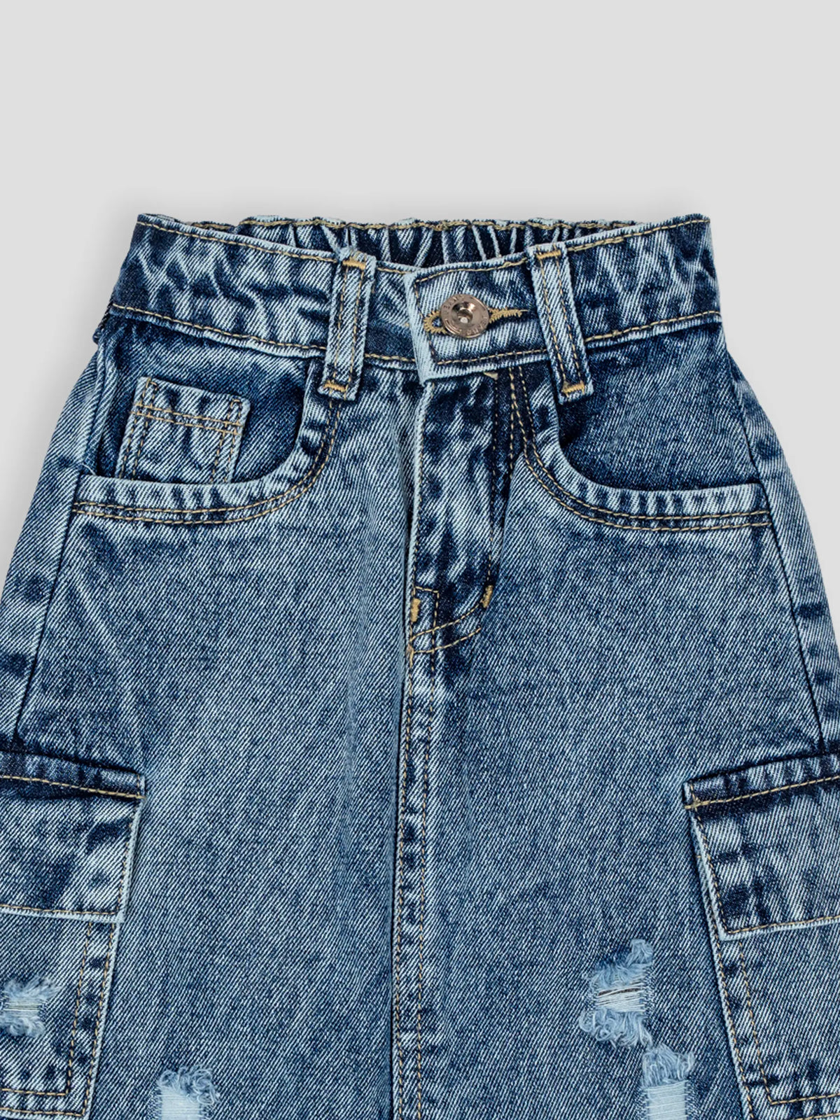 Hap & Hope  Denim Cargo Skirt with Pocket Detailing  For Girls