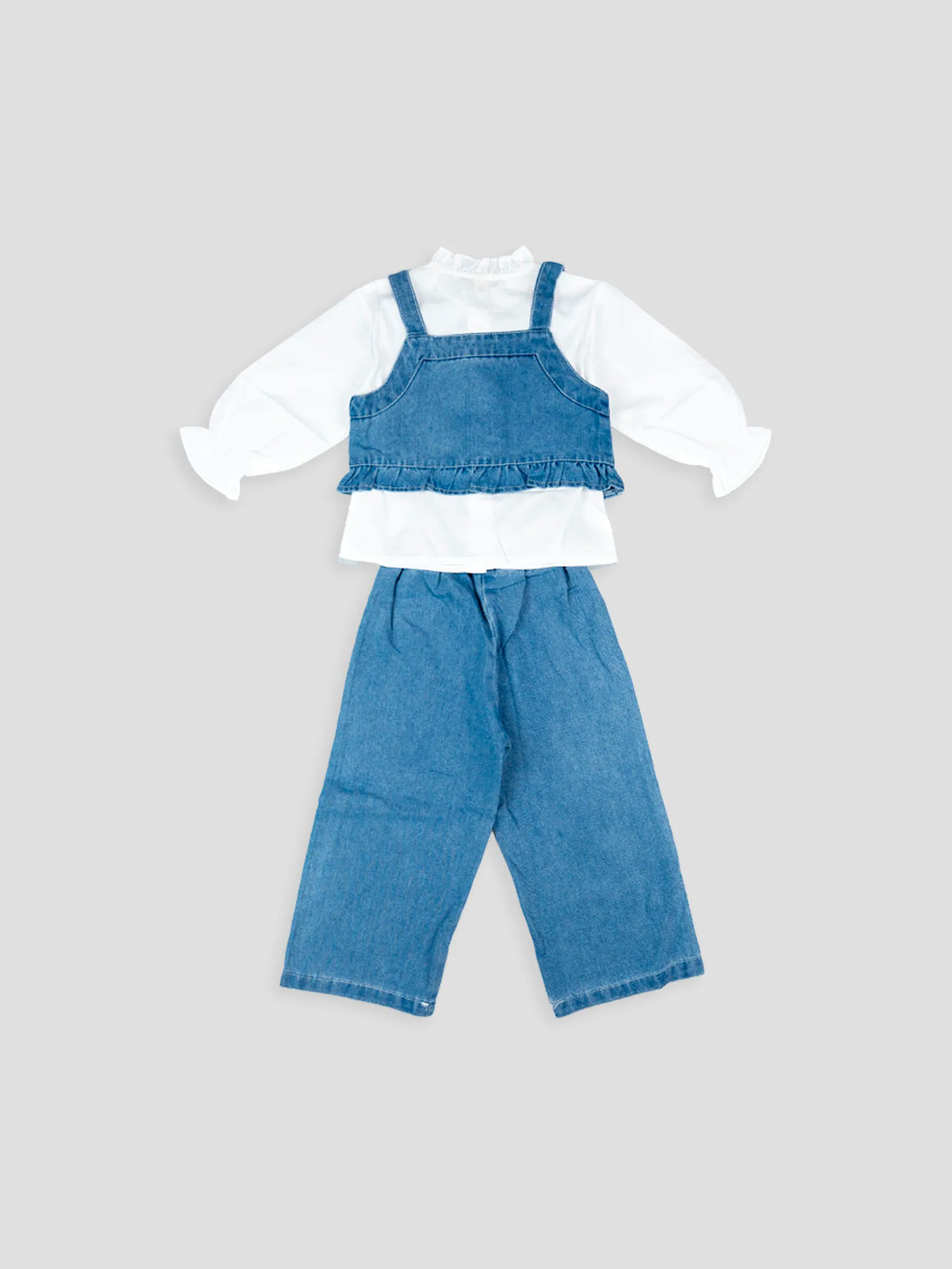 Hap & Hope  Denim Cord Set with Full Sleeve Top For Girls