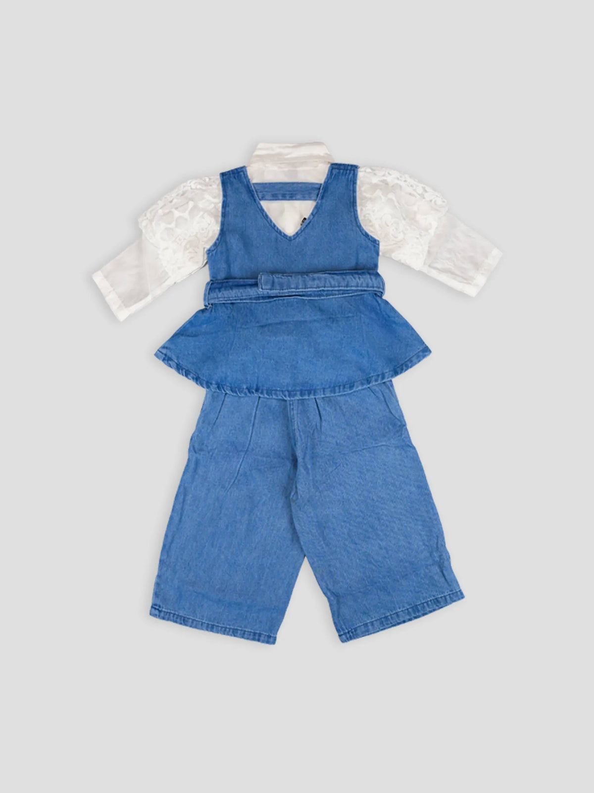 Hap & Hope  Denim Shirt & Skirt Style Cord Set For Girls