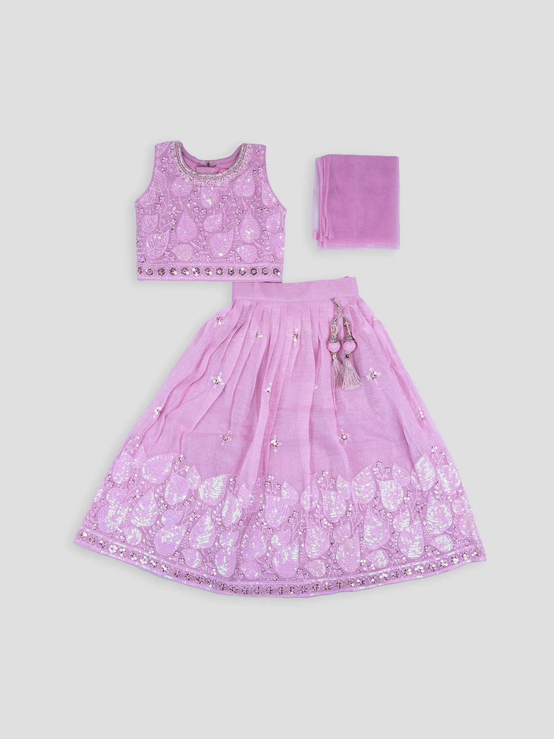 Hap & Hope  Designer Floral Embroidered  Choli Set with Dupatta For Girls