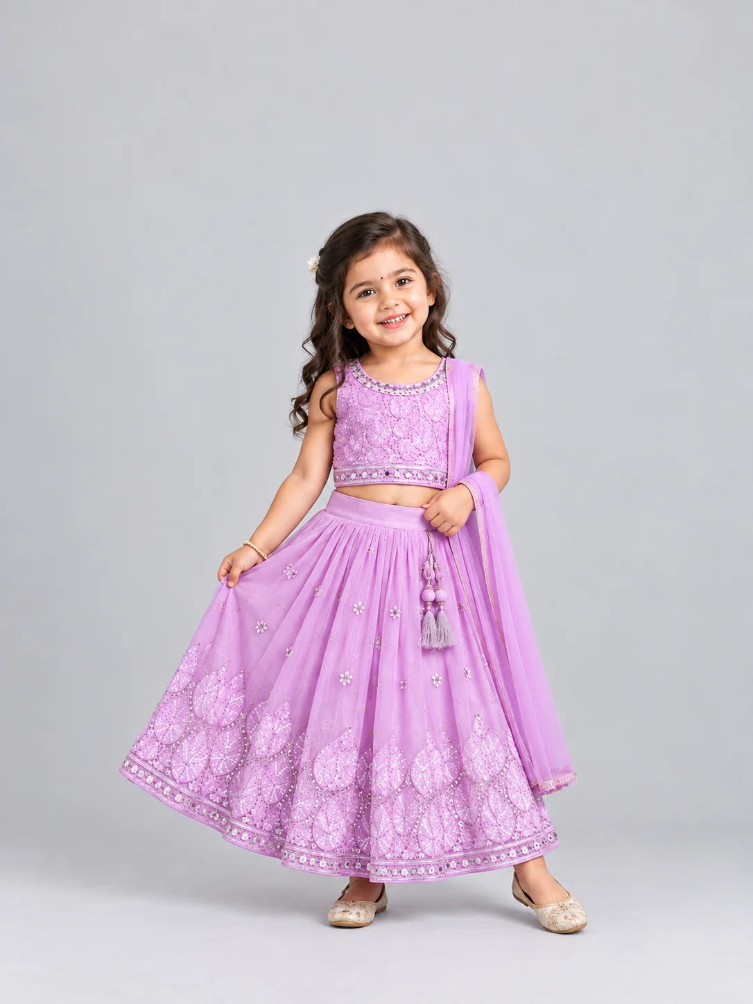 Hap & Hope  Designer Floral Embroidered  Choli Set with Dupatta For Girls