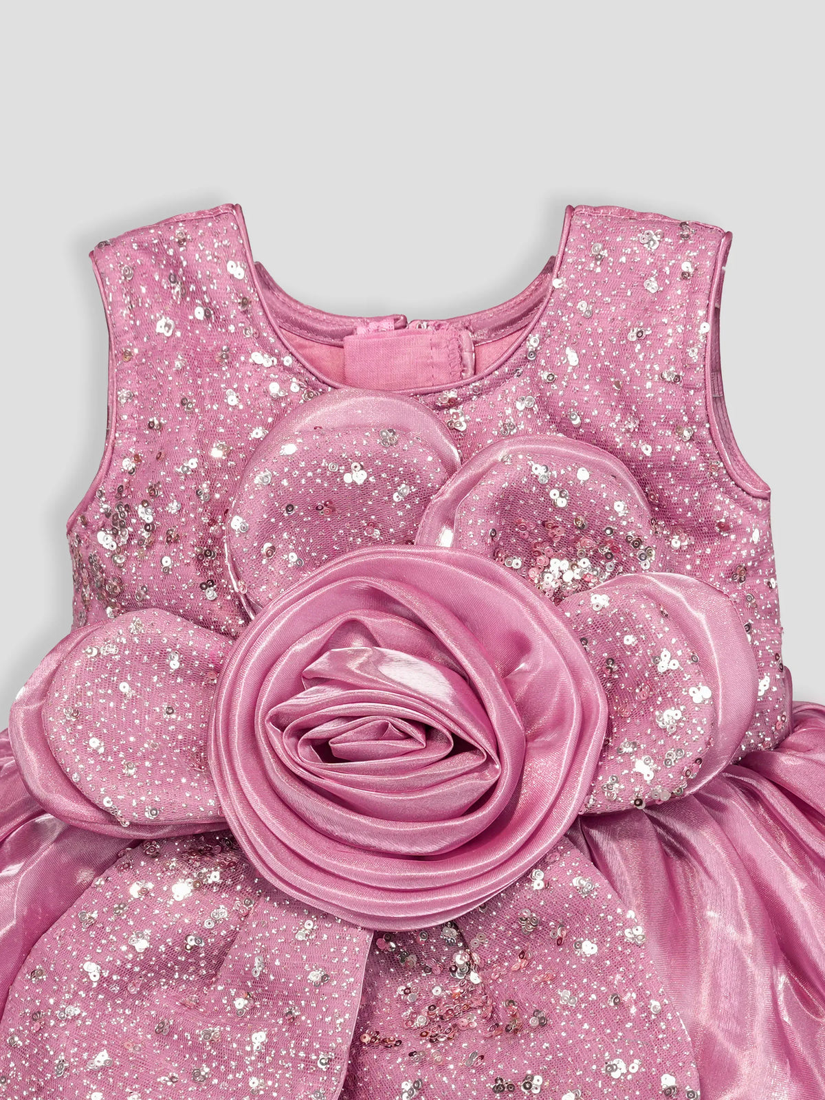 Hap & Hope  Elegant Floral Sequin Party Wear  Frock For Girls