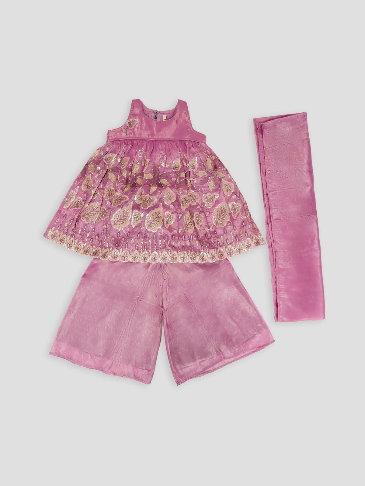 Hap & Hope Embroidered Ethnic Sharara Set with Dupatta For Girls