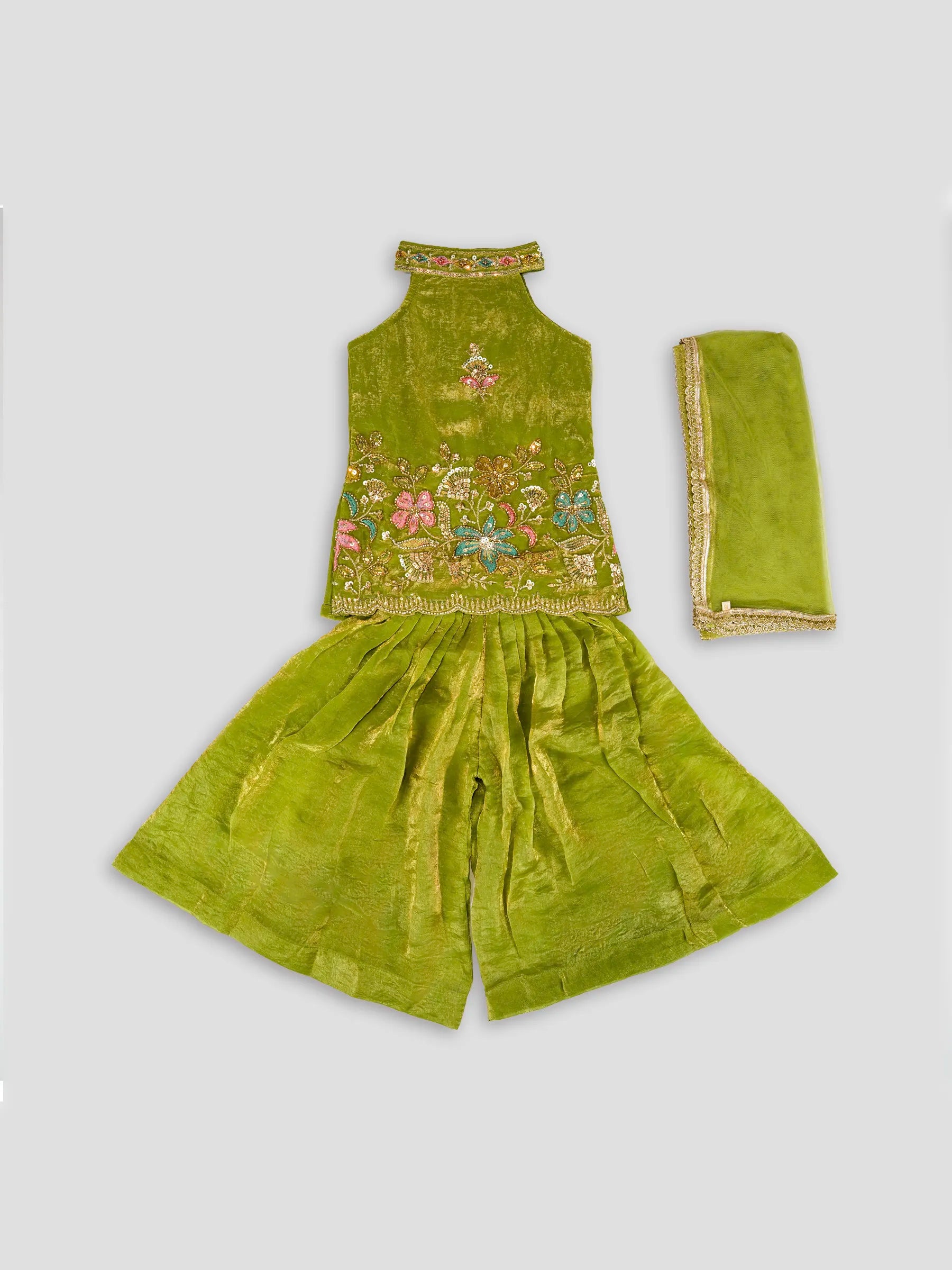 Hap & Hope Embroidered Ethnic Sharara with Dupatta For Girls
