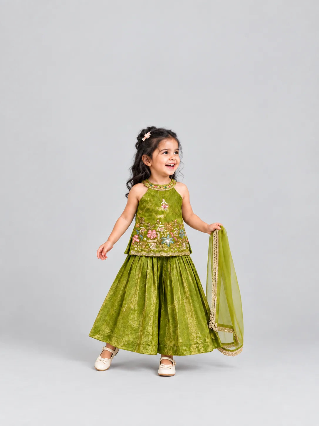 Hap & Hope Embroidered Ethnic Sharara with Dupatta For Girls