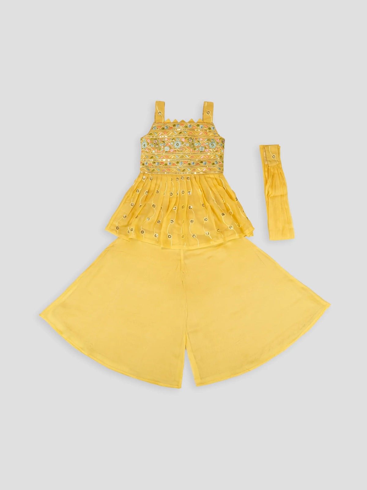 Hap & Hope Embroidered Sharara Set with Dupatta For Girls