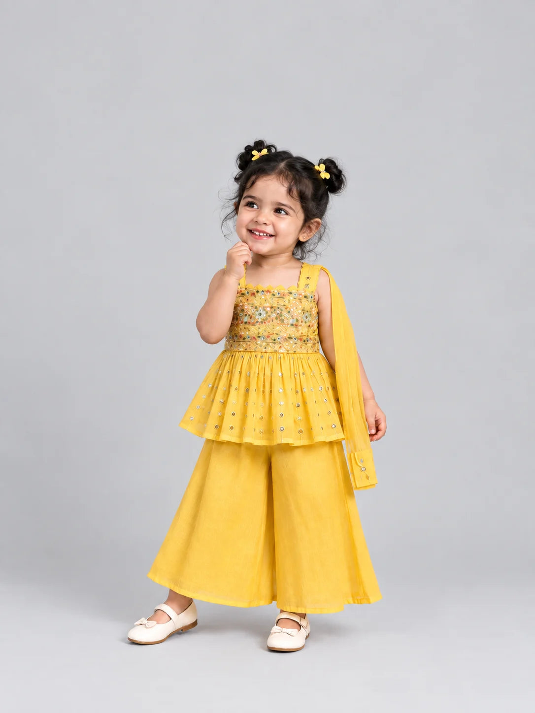 Hap & Hope Embroidered Sharara Set with Dupatta For Girls