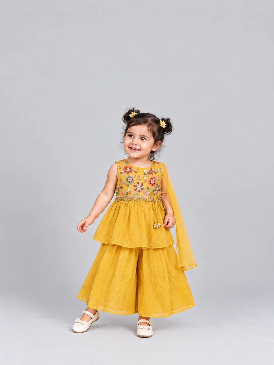 Hap & Hope Embroidered Sharara  with Dupatta  For Girls