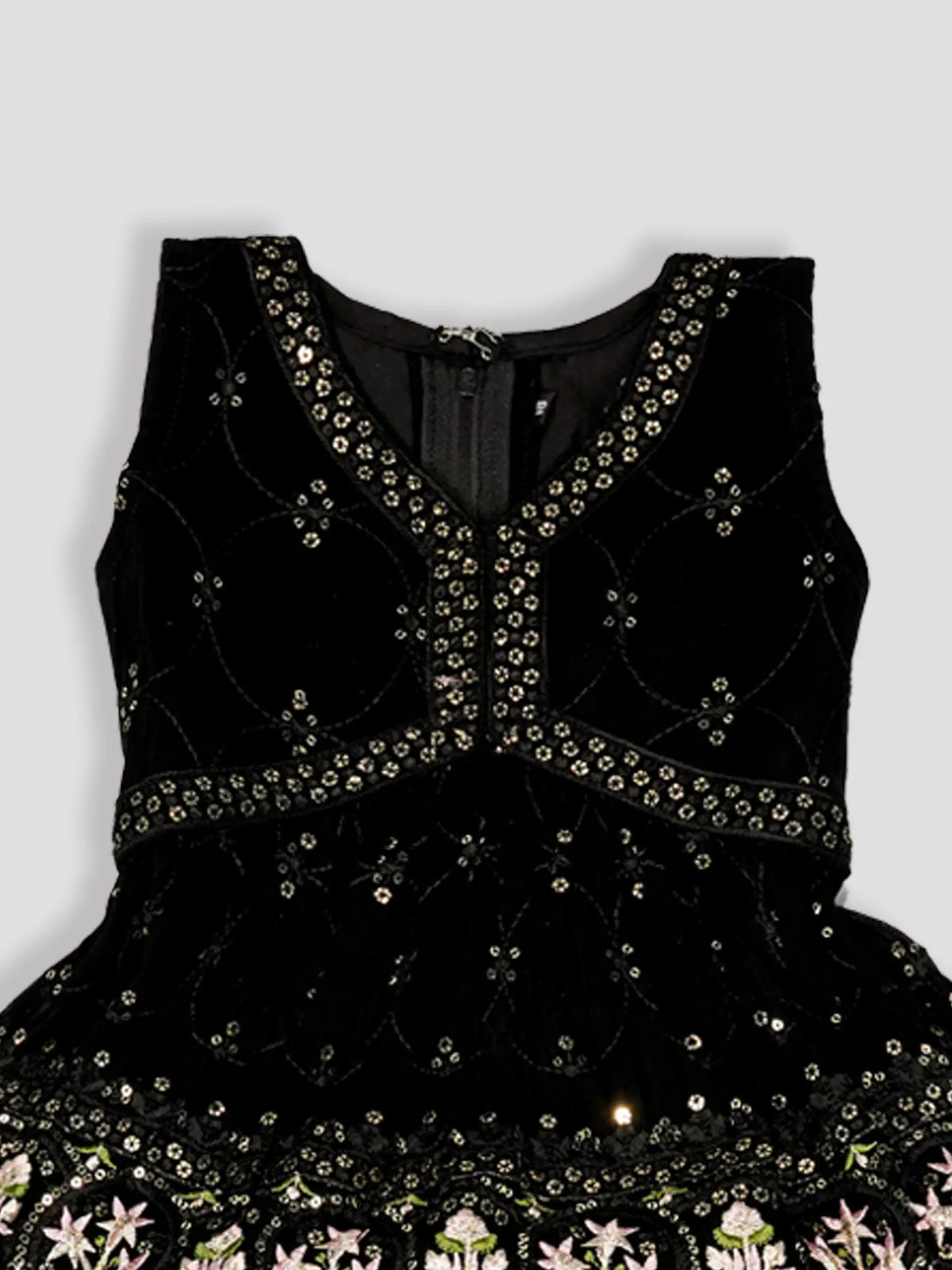 Hap & Hope Embroidered Sleeveless V-Neck Party Wear Sharara Set with Dupatta For Girls