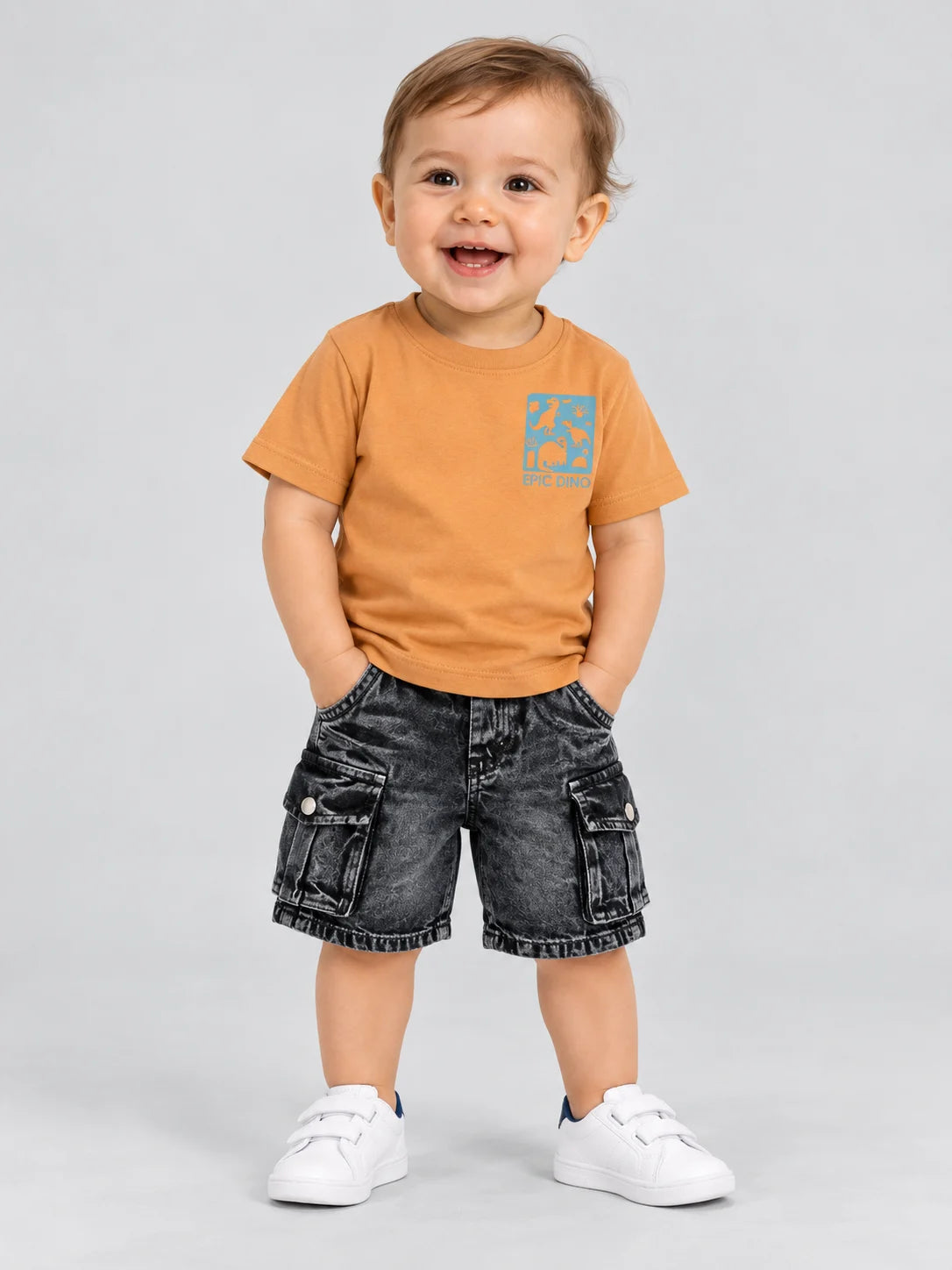Hap & Hope Epic Dino Print Round Neck Half Sleeve T-Shirt for Boys