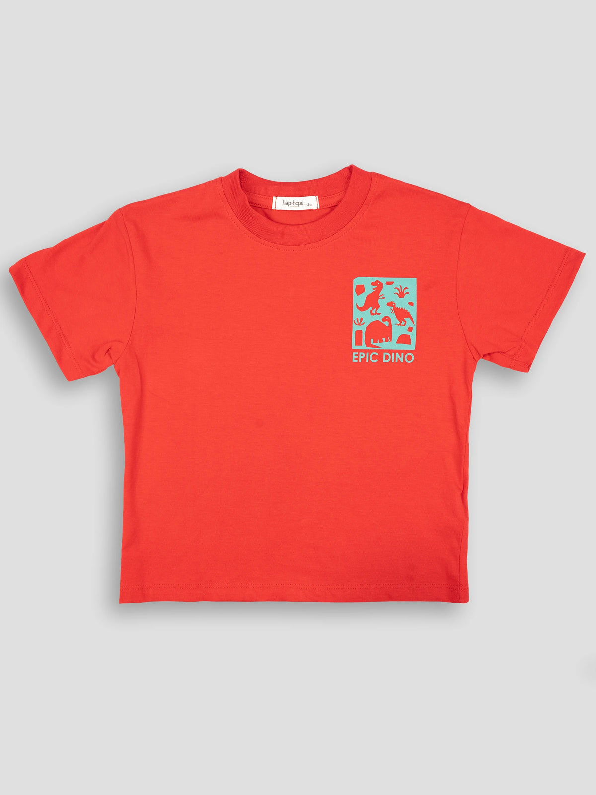 Hap&Hope Epic Dino Print Round Neck Half Sleeve T-Shirt for Boys