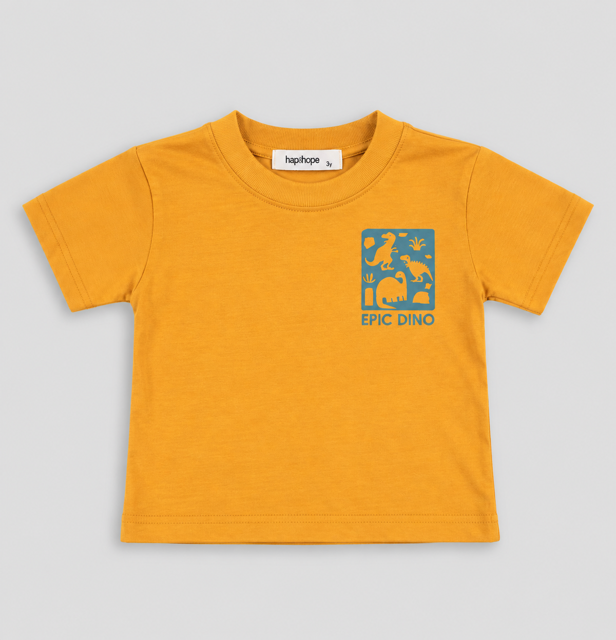 Hap & Hope Epic Dino Print Round Neck Half Sleeve T-Shirt for Boys