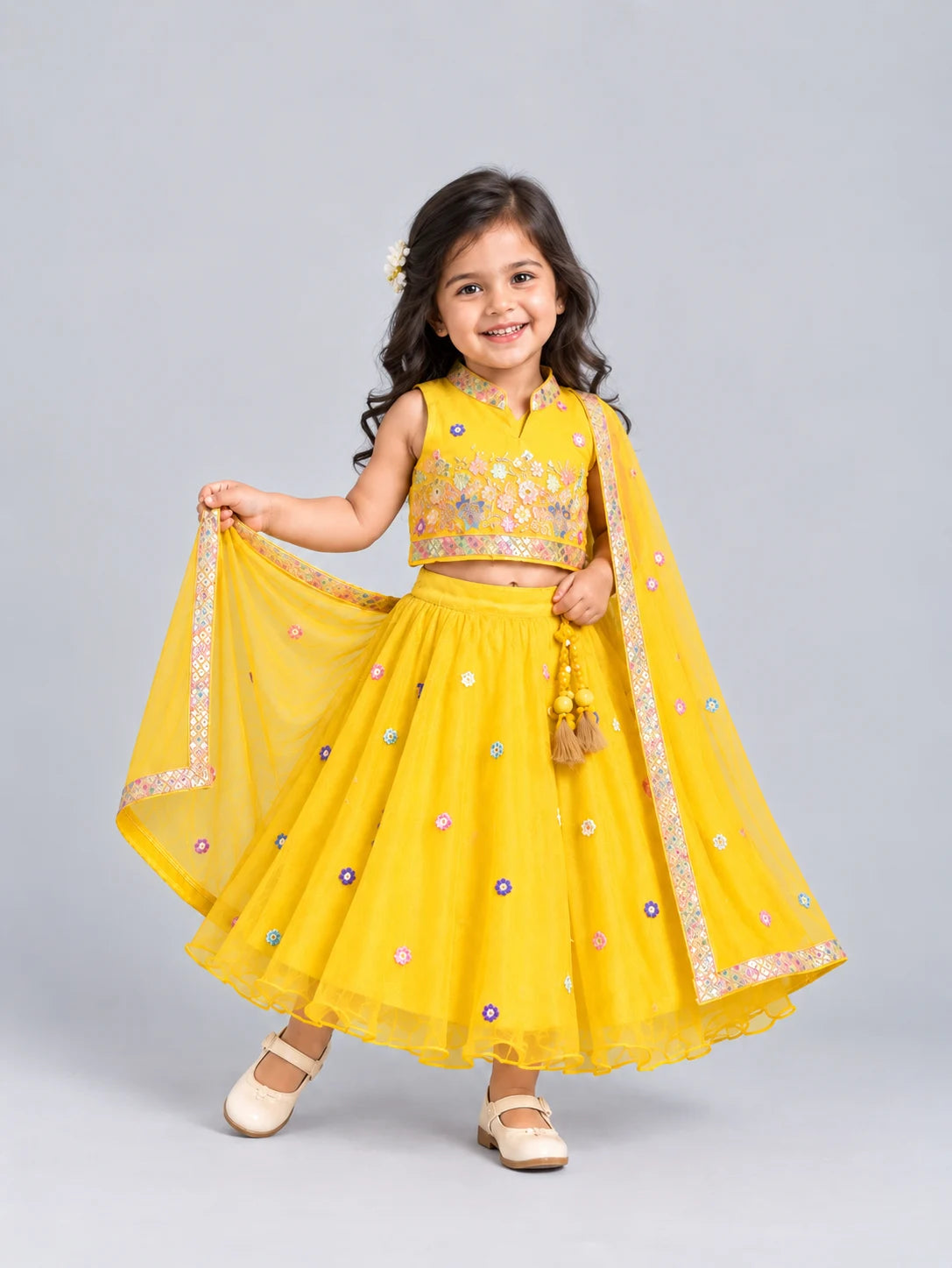 Hap & Hope  Ethnic Embroidered  Choli  Set With Dupatta For Girls