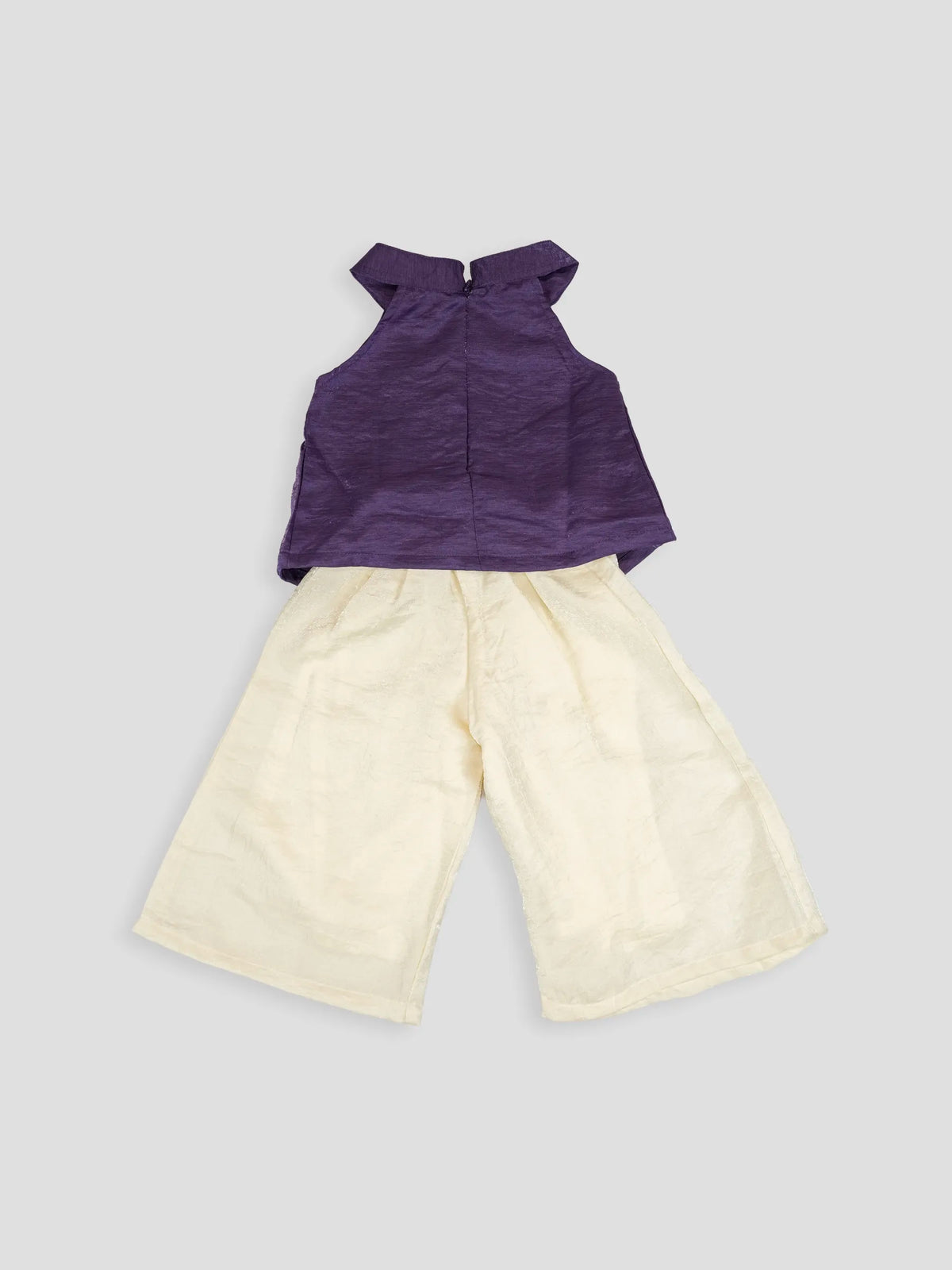 Hap & Hope  Floral Applique Sleeveless Top & Palazzo Coord Set For Girls
