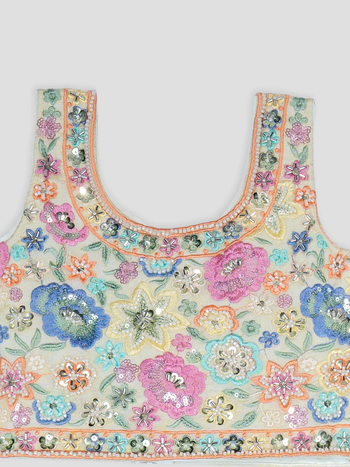 Hap & Hope Floral Embroidered  Choli Set with Dupatta For Girls