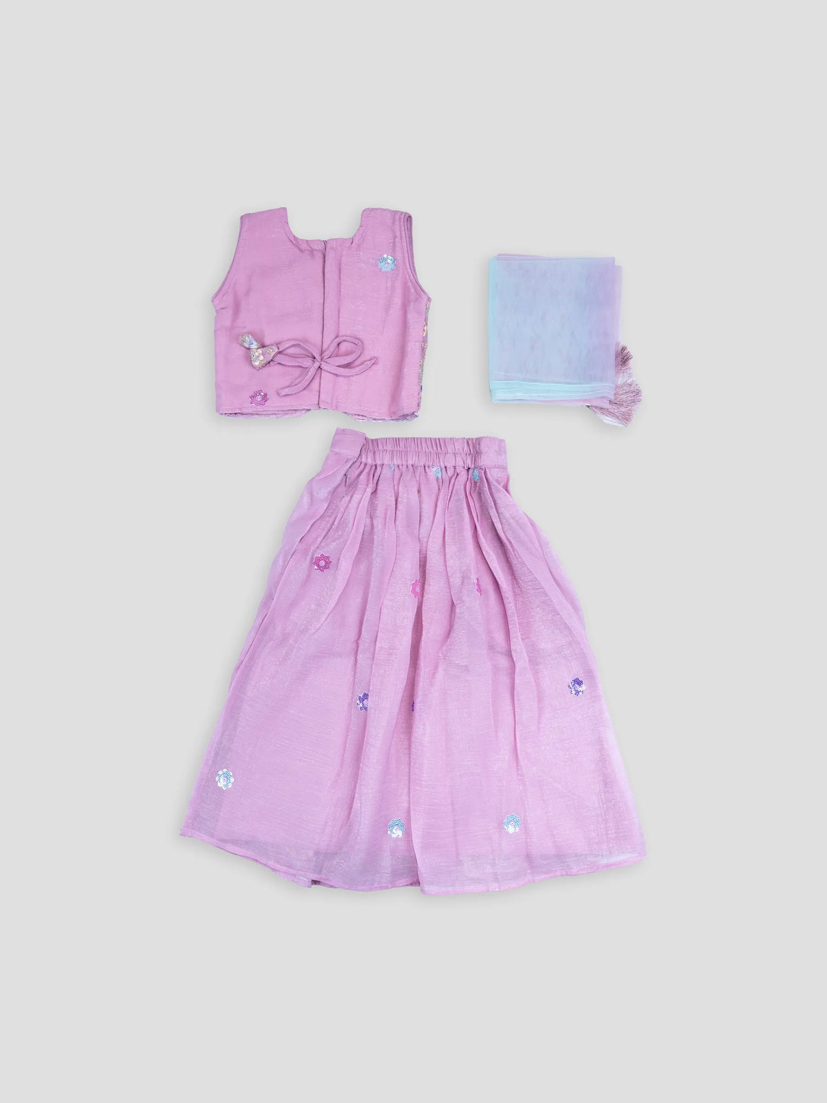 Hap & Hope  Floral Embroidered Lehenga Choli Set with Dupatta For Girls