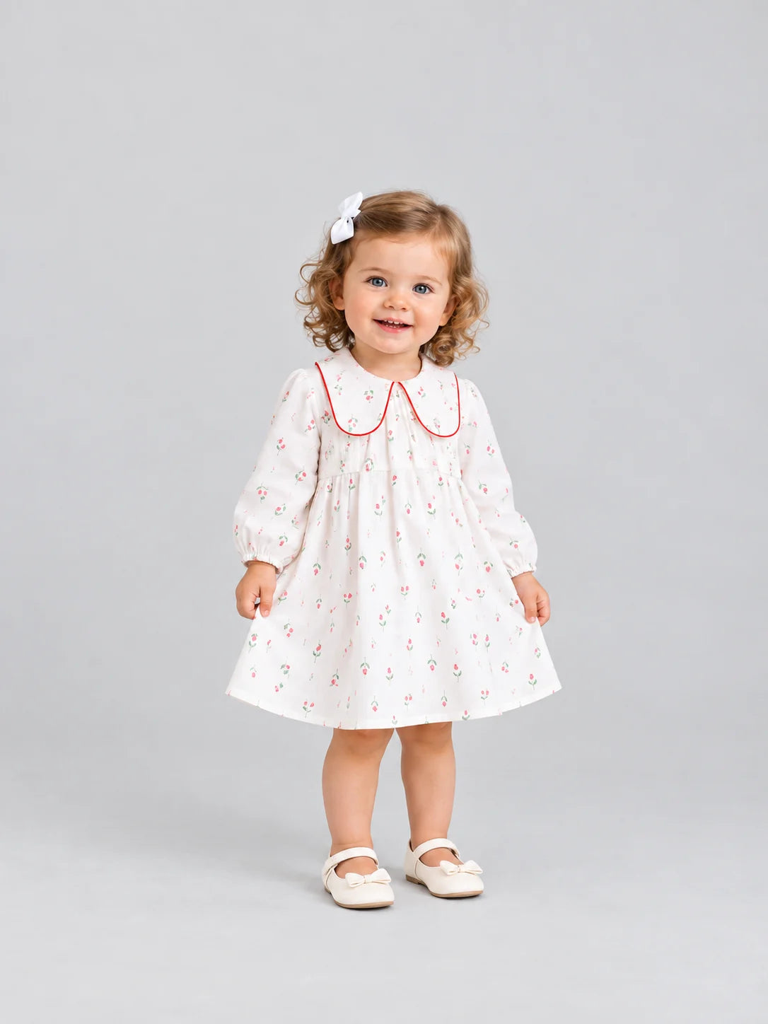 Hap & Hope Floral Print Collar Neck Cotton Frock For Girls
