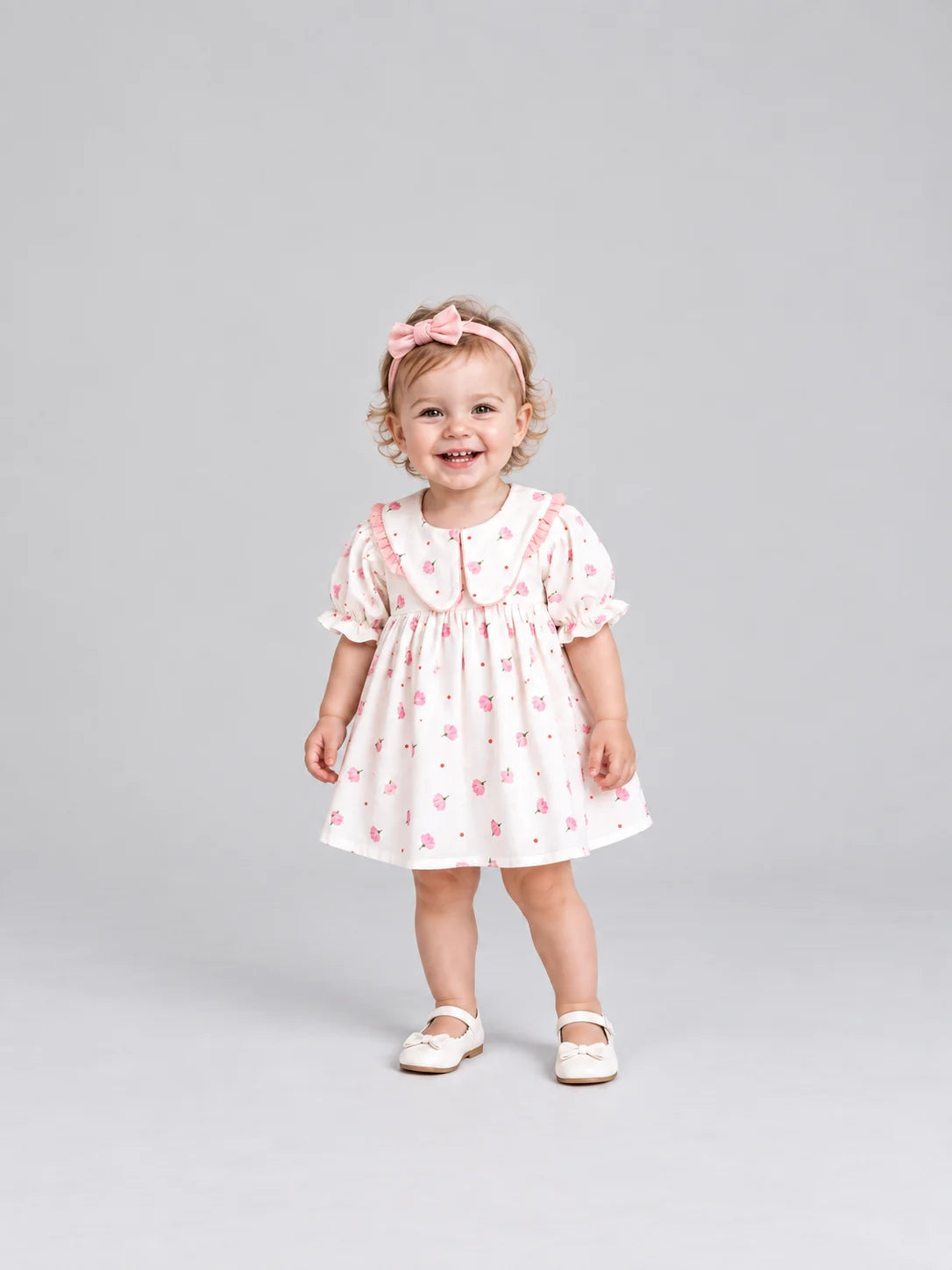 Hap & Hope  Floral Print Full Sleeve Casual Frock For Girls