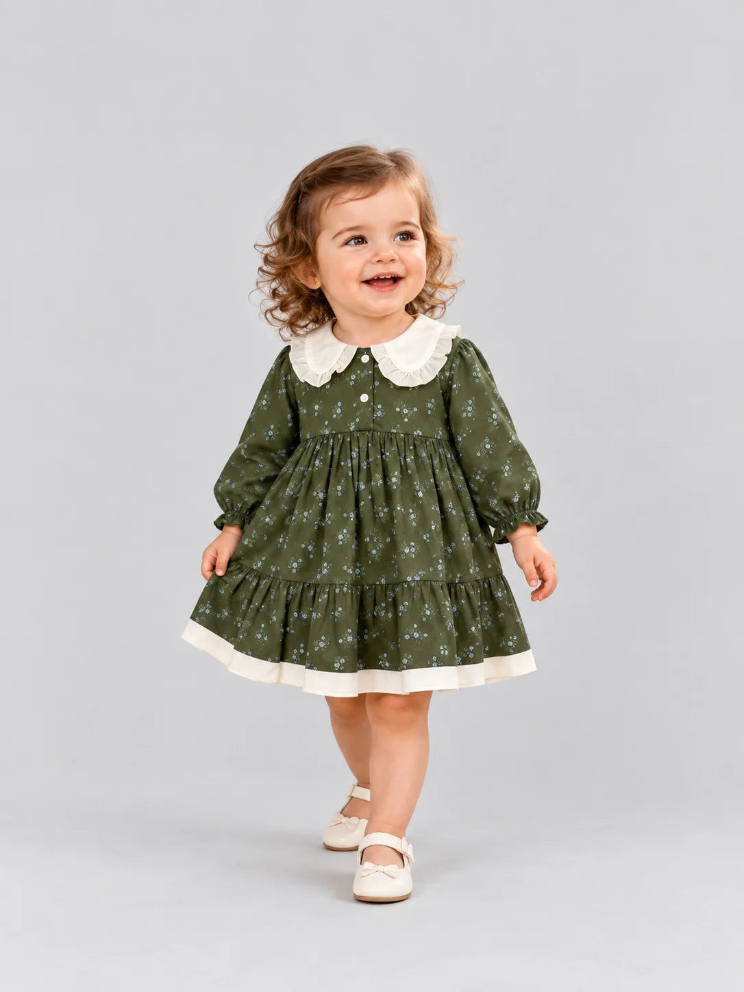 Hap & Hope  Floral Print Full Sleeve Casual Frock For Girls