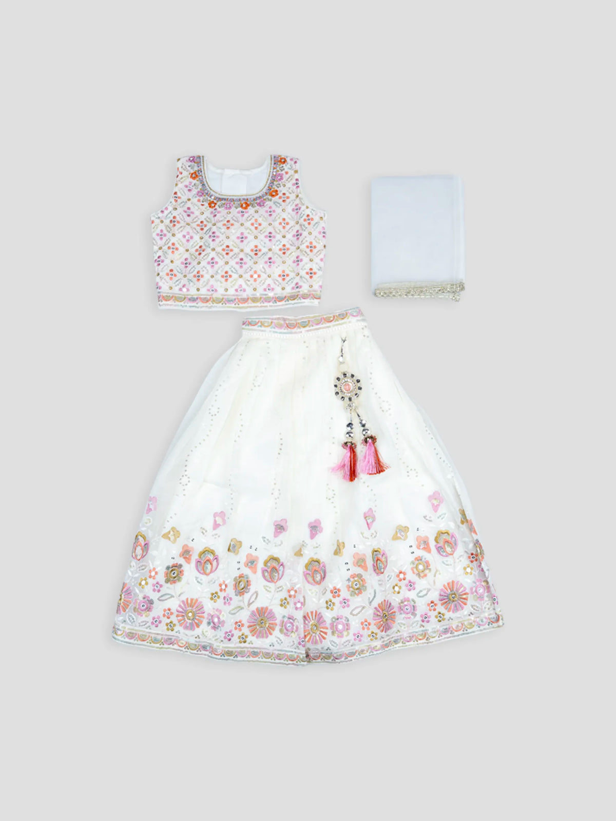 Hap & Hope  Floral Printed   Choli Set with Dupatta For Girls