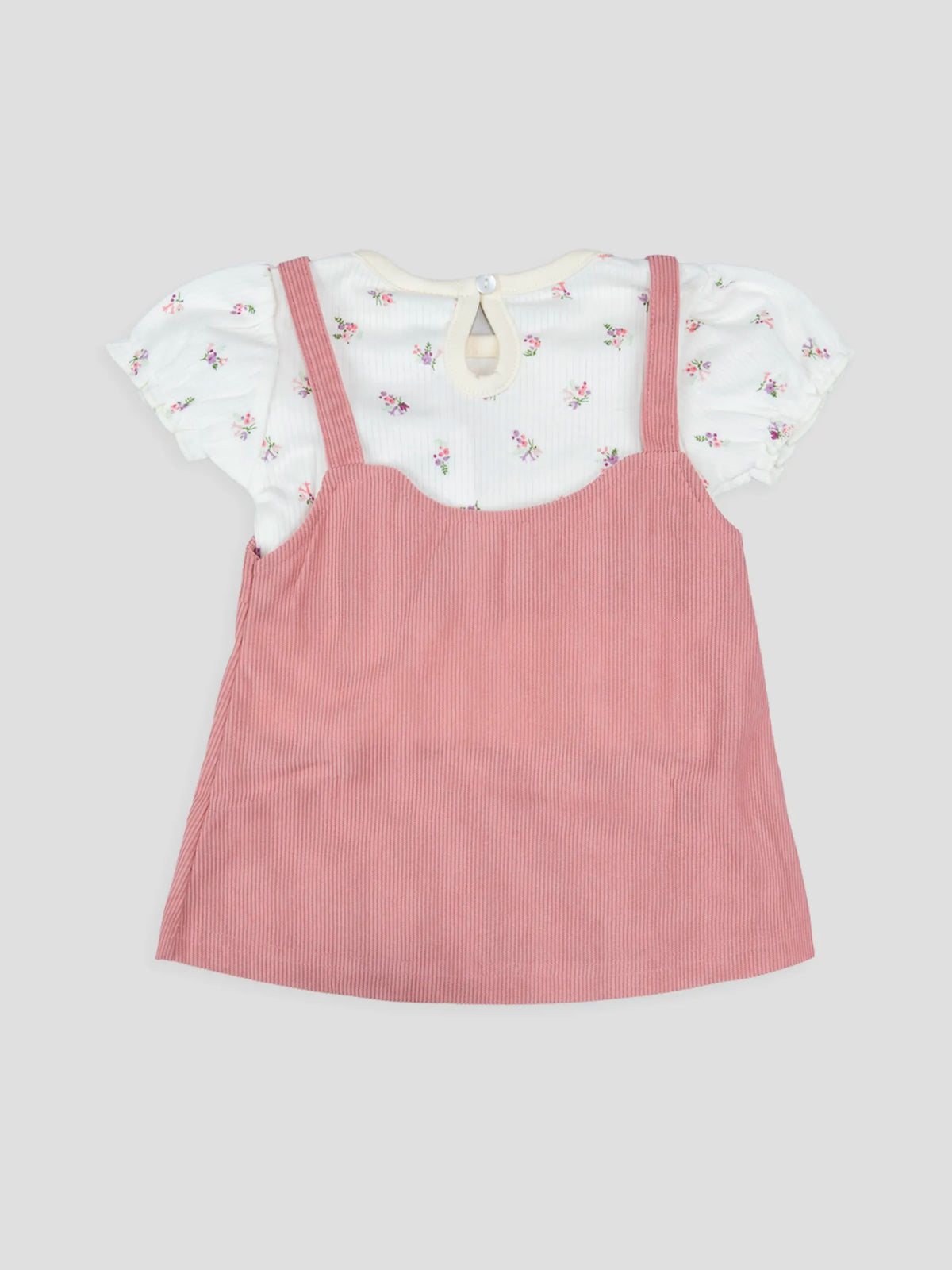 Hap & Hope  Floral Printed Corduroy Frock For Baby Girls