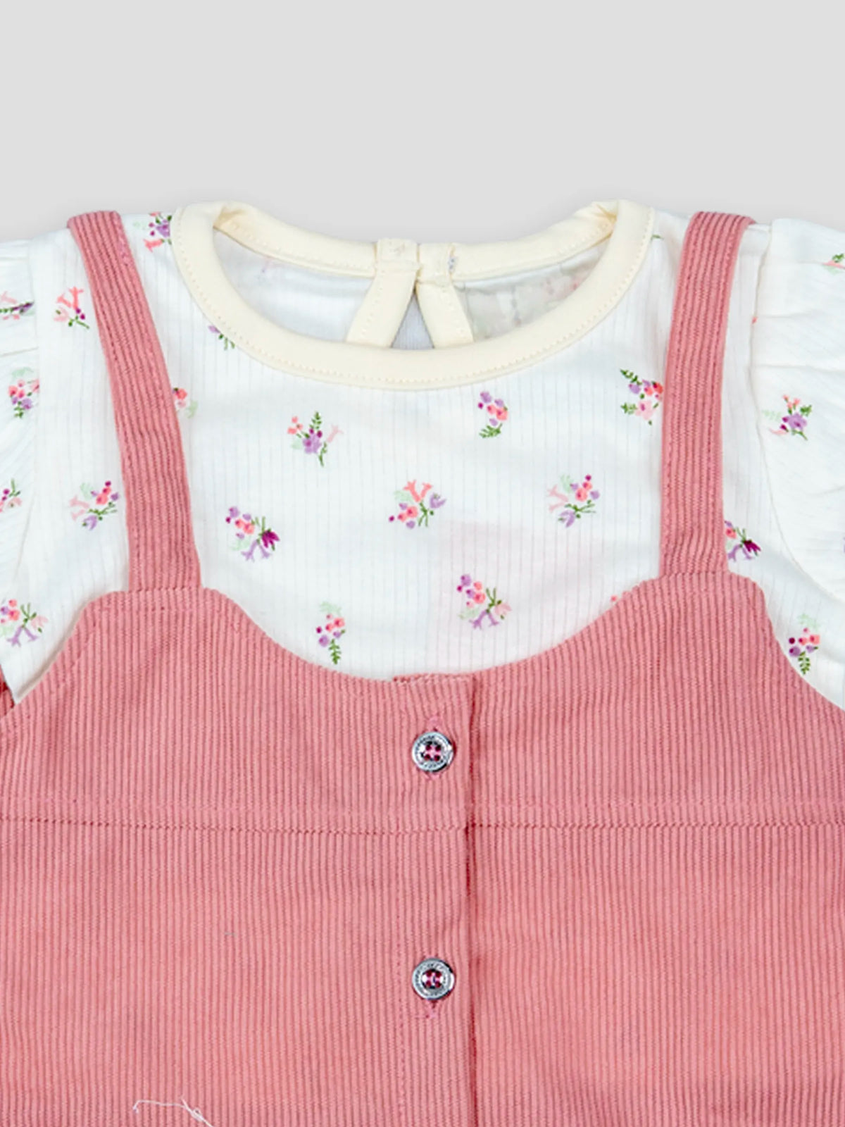 Hap & Hope  Floral Printed Corduroy Frock For Baby Girls