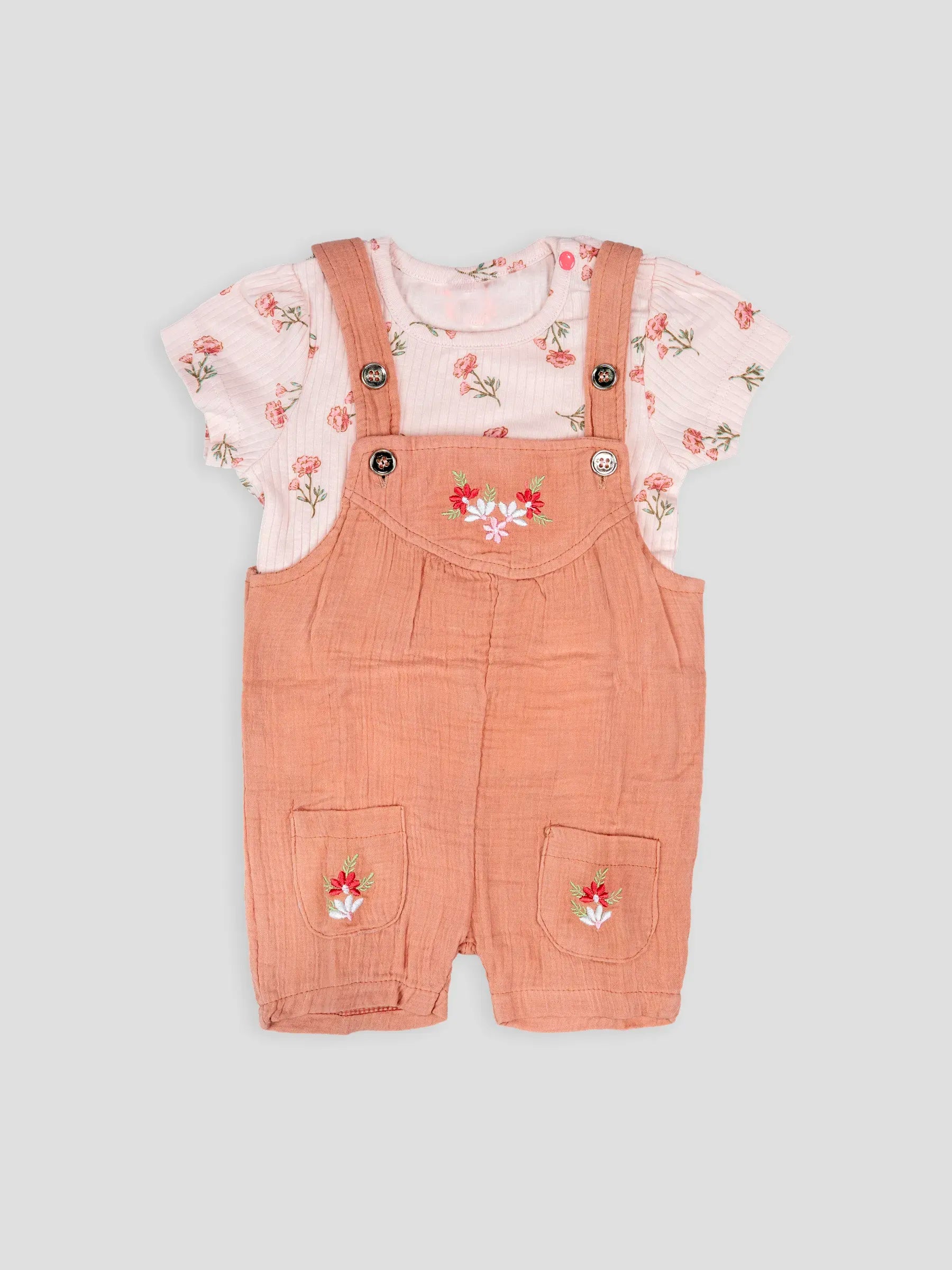 Hap & Hope  Floral Printed Cotton Baba Suit For Baby Girls