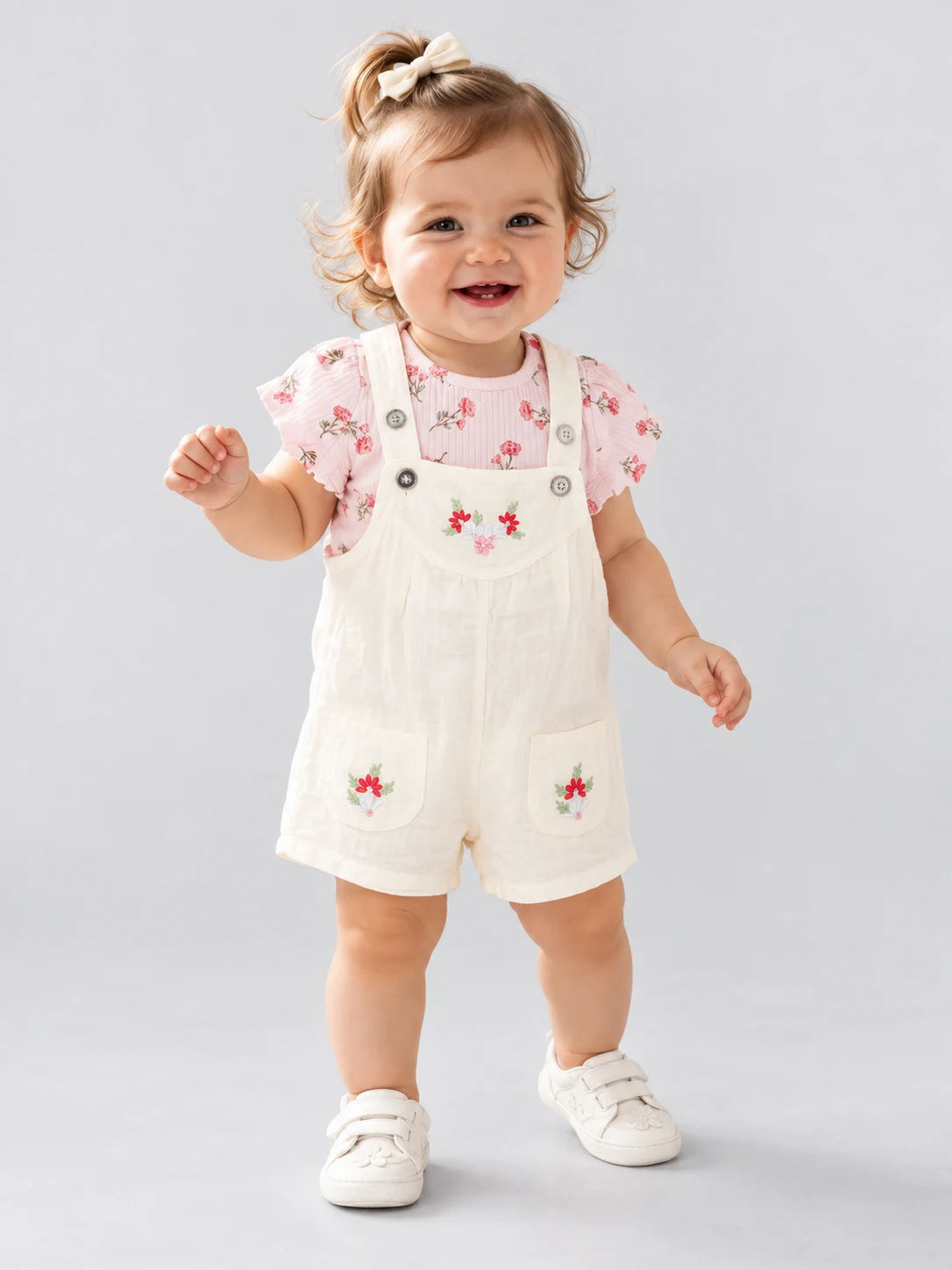 Hap & Hope  Floral Printed Cotton Baba Suit For Baby Girls