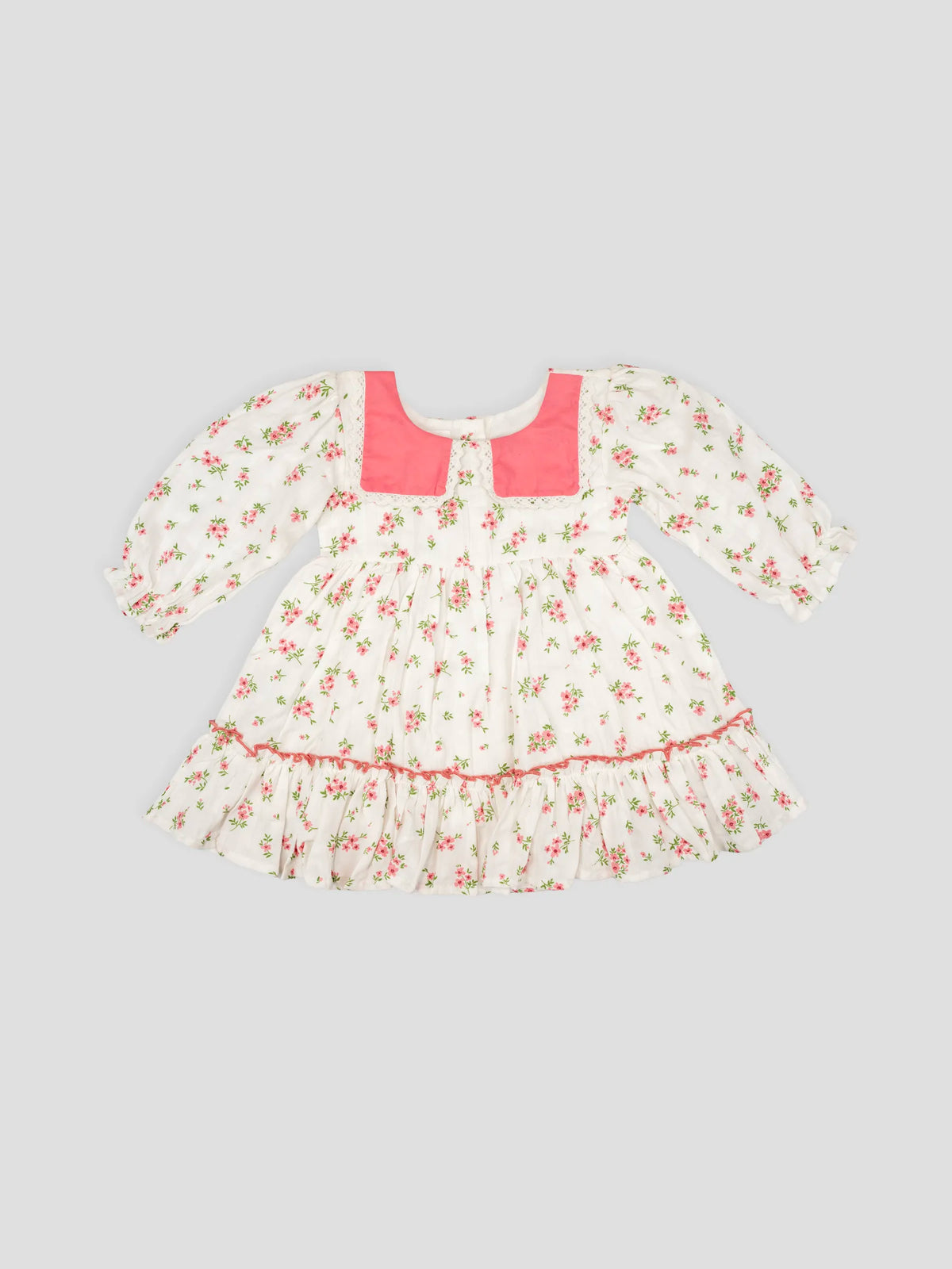 Hap & Hope  Floral Printed Full Sleeve Cotton Frock For Girls