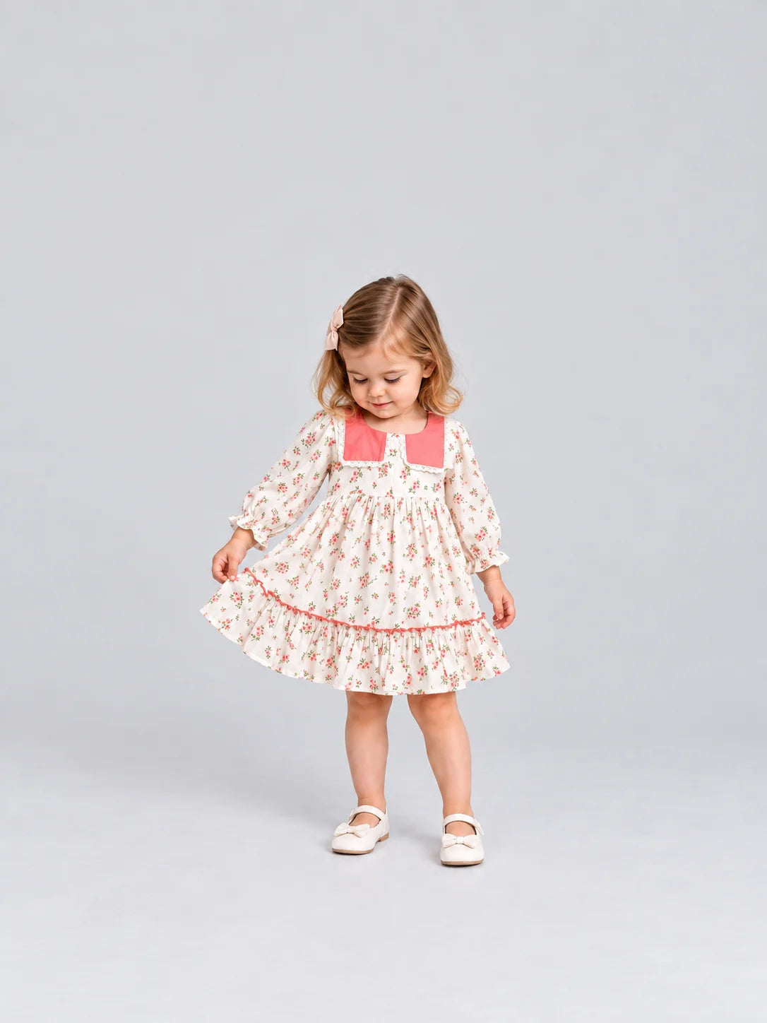 Hap & Hope  Floral Printed Full Sleeve Cotton Frock For Girls