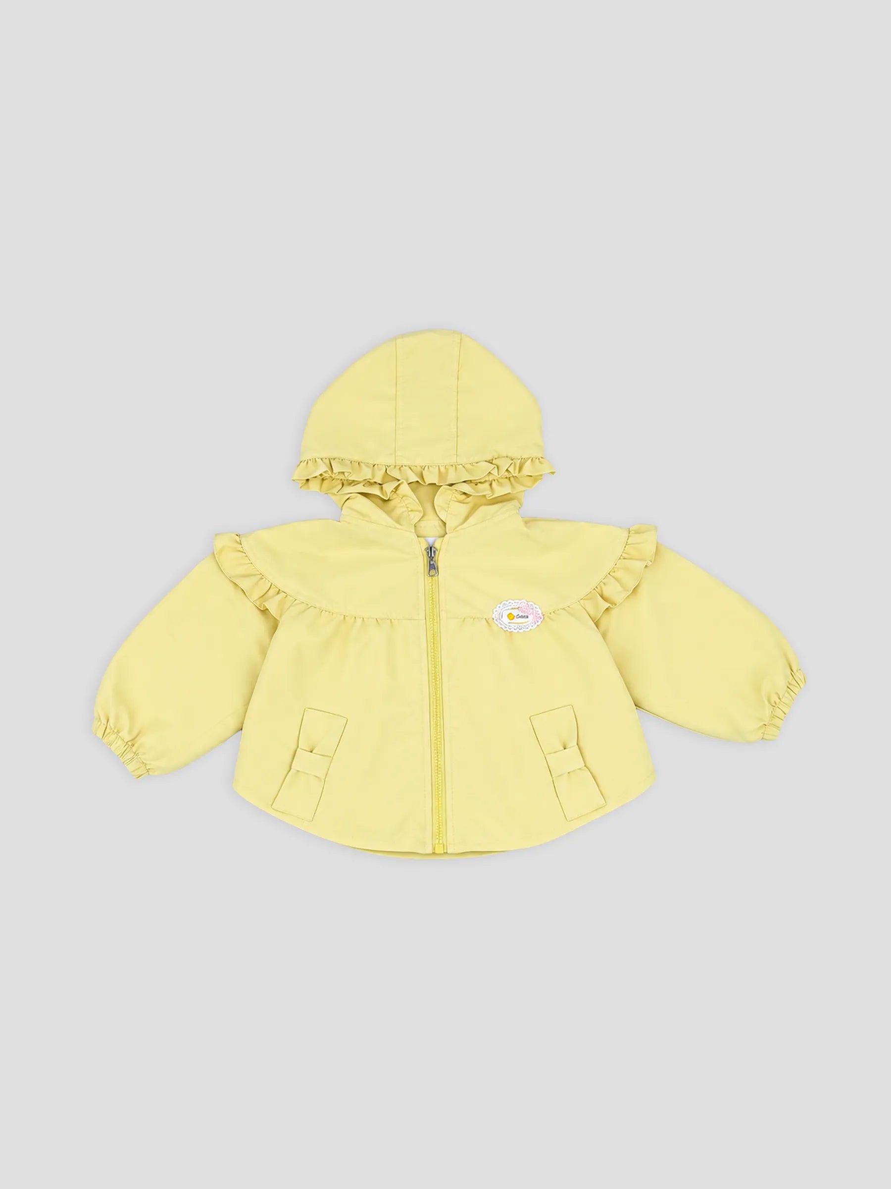 Hap & Hope  Frill Hooded Full Sleeve Jacket For Girls