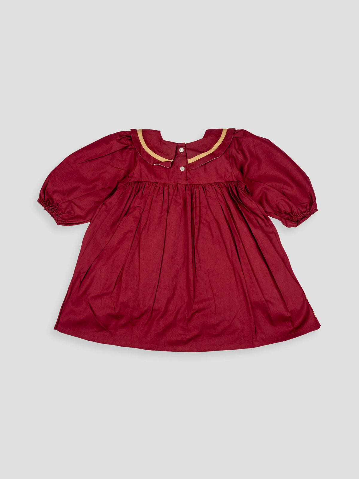 Hap & Hope  Full Sleeve Cotton Frock with Peter Pan Collar For Girls