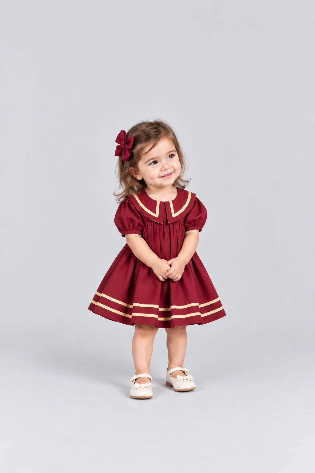 Hap & Hope  Full Sleeve Cotton Frock with Peter Pan Collar For Girls