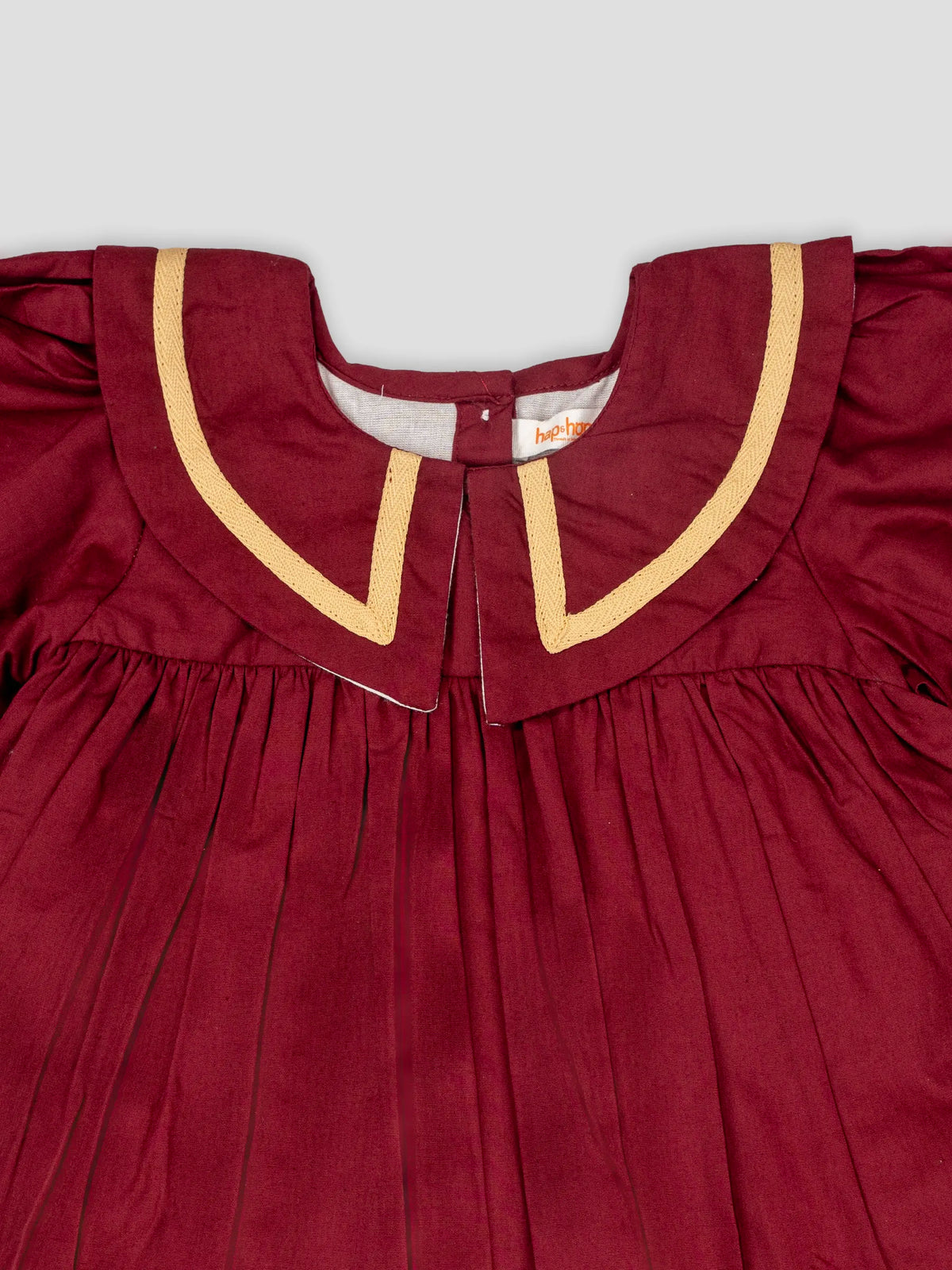 Hap & Hope Full Sleeve Cotton Frock with Peter Pan Collar For Girls