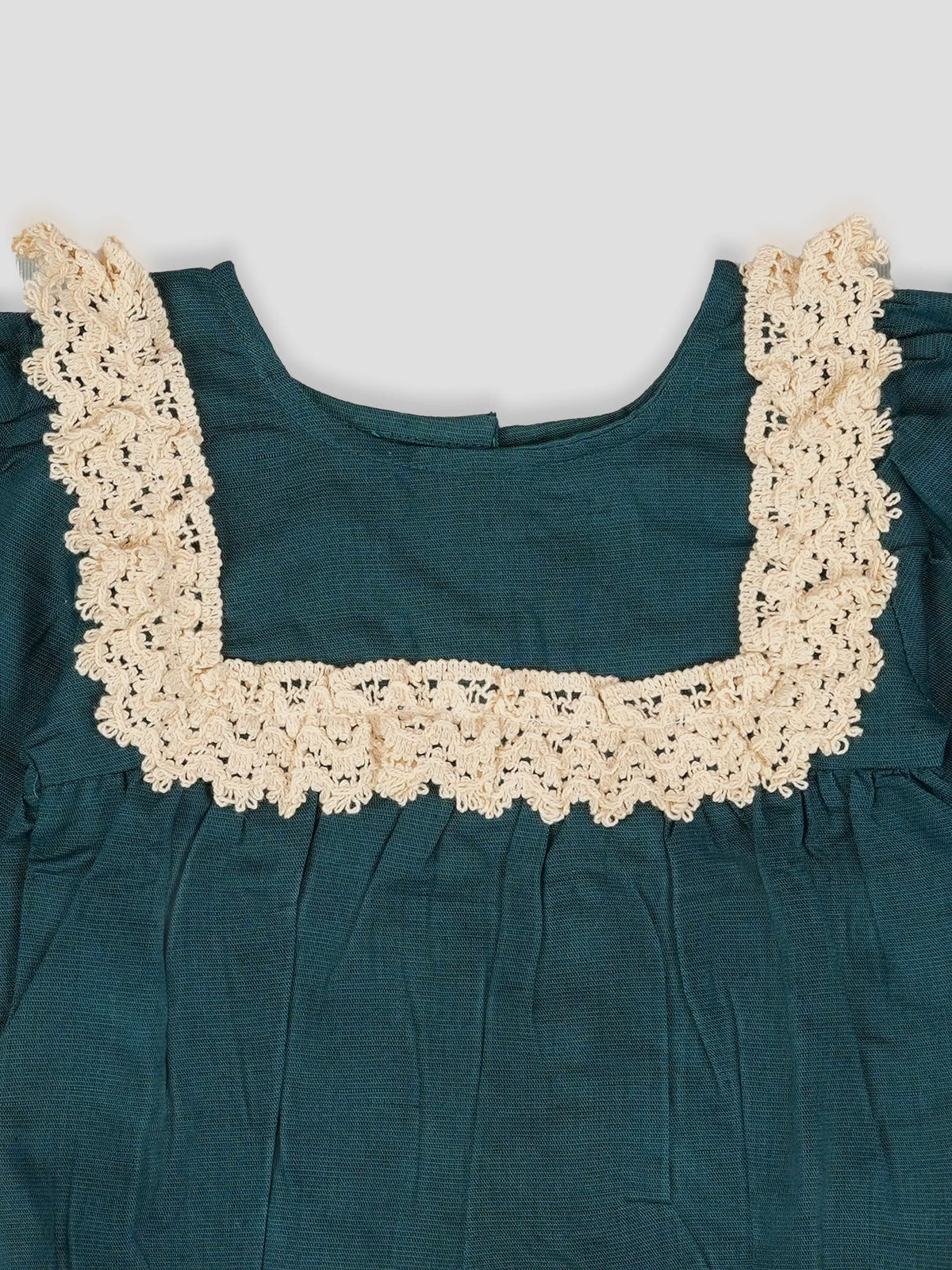 Hap & Hope  Full Sleeve Lace Detail Romper For Baby Girls